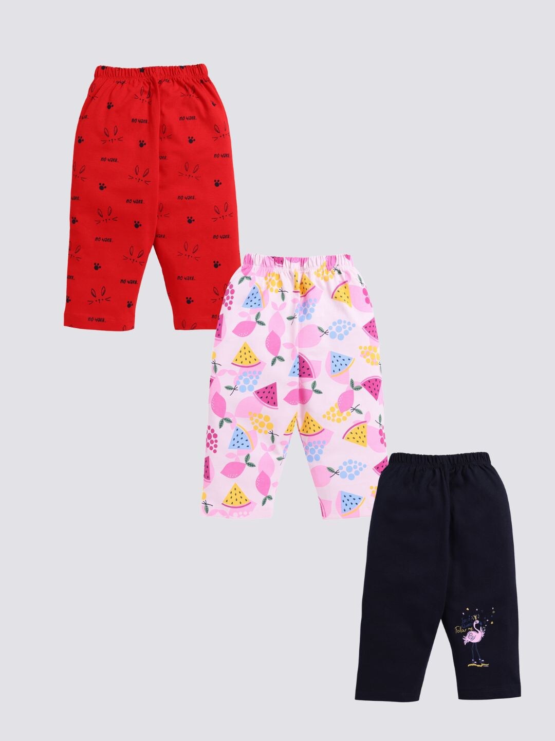 

Nottie Planet Girls Pack Of 3 Printed Pure Cotton Capris, Red