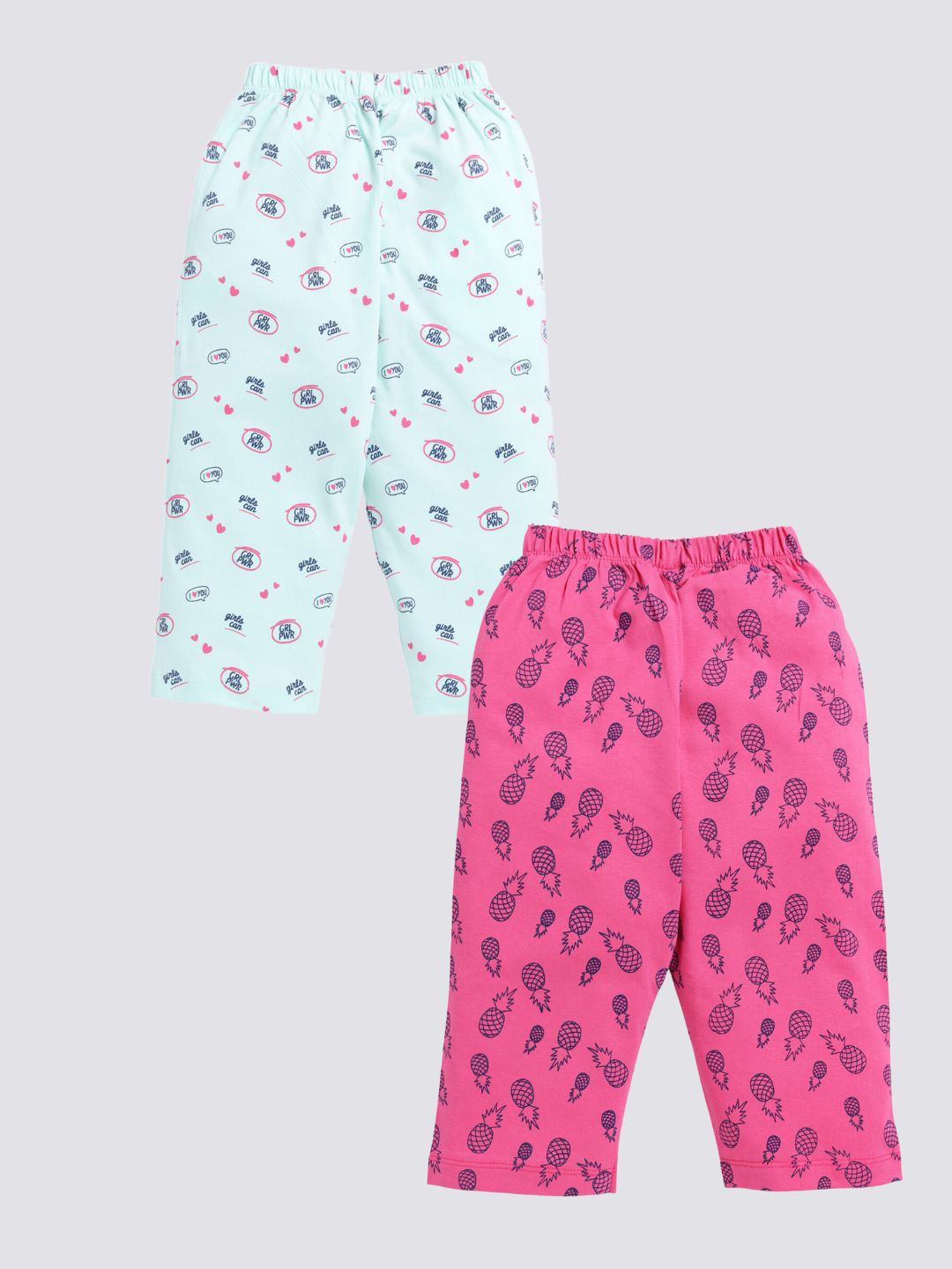 

Nottie Planet Girls Pack Of 2 Printed Pure Cotton Capris, Blue