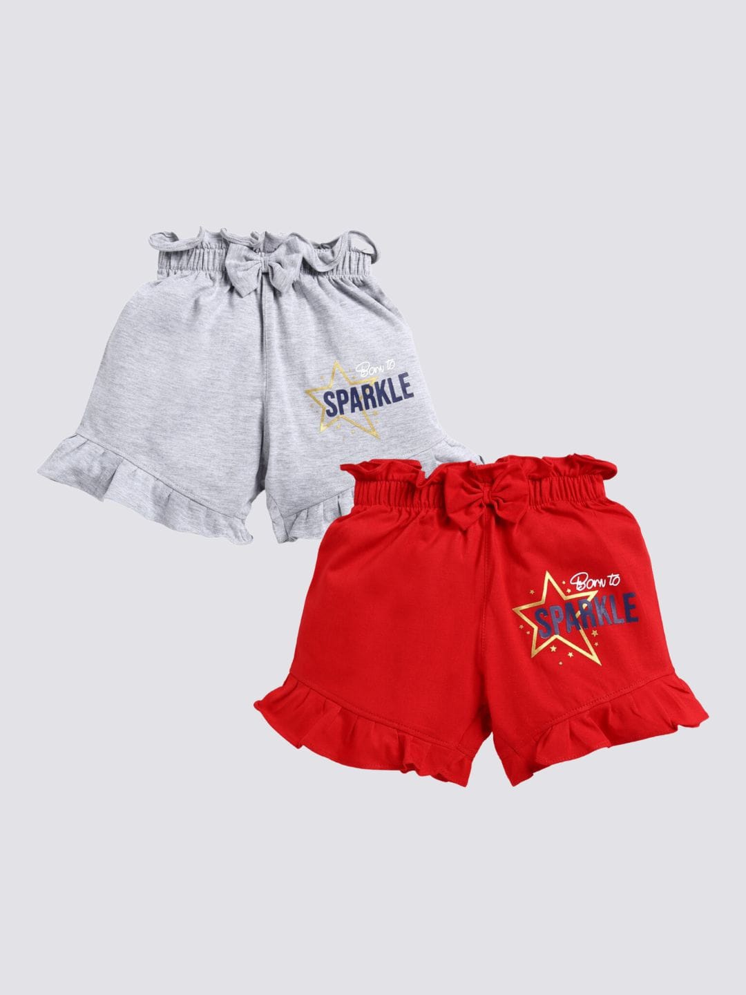 

Nottie Planet Girls Pack Of 2 Typography Printed Pure Cotton Shorts, Red
