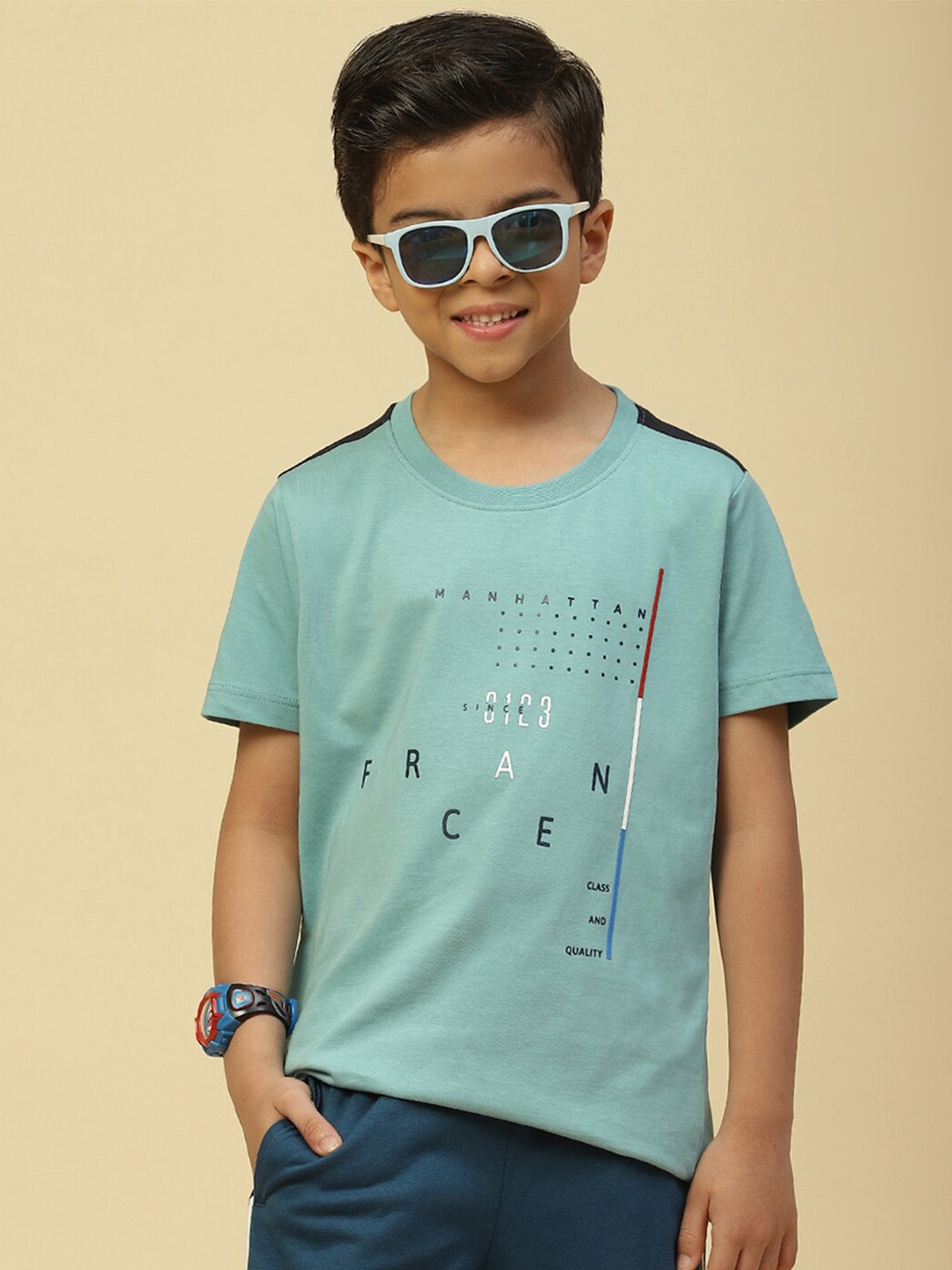 

Monte Carlo Boys Typography Printed Cotton T-shirt, Blue