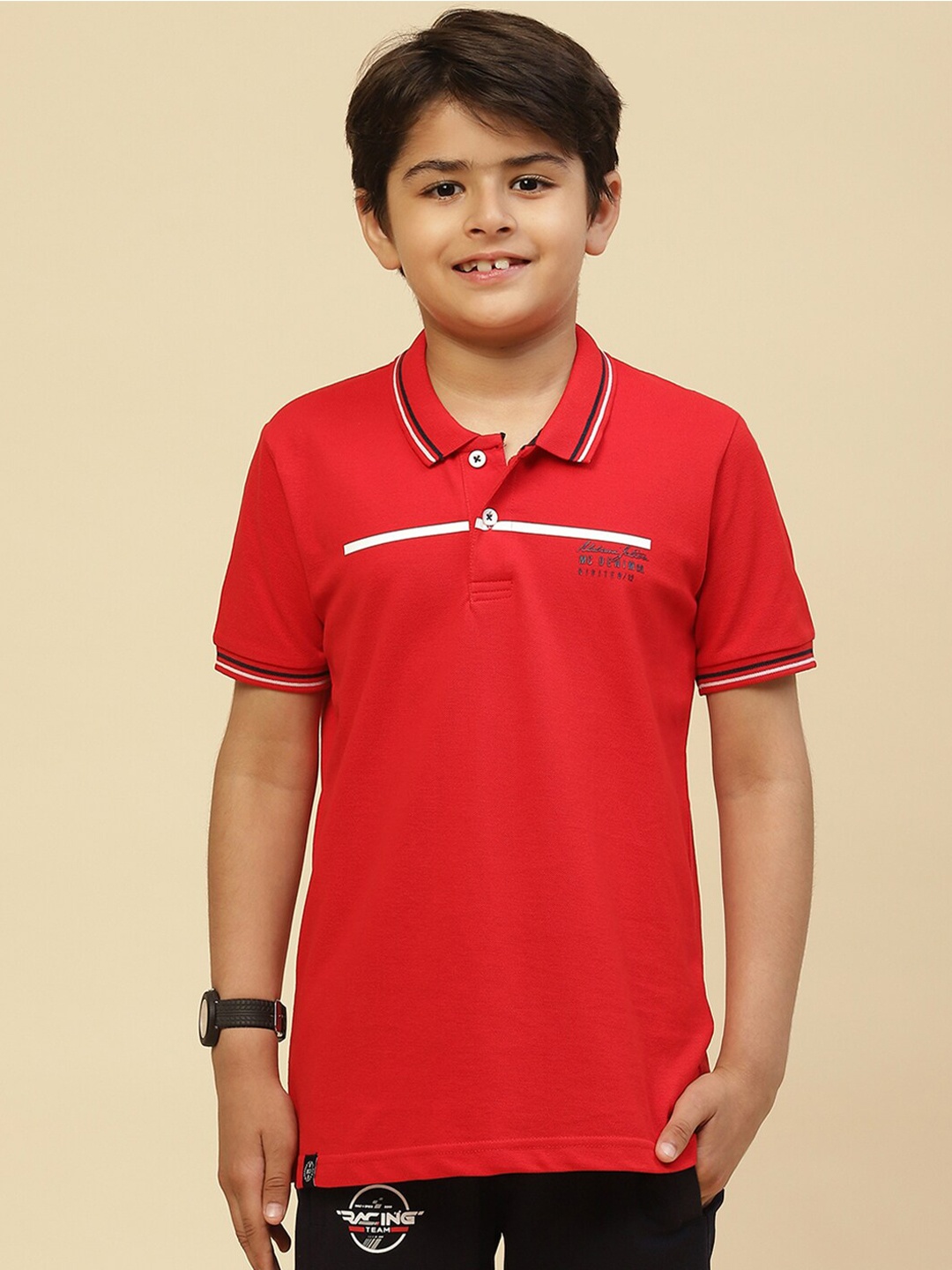 

Monte Carlo Boys Polo Collar Pure Cotton T-Shirt, Red