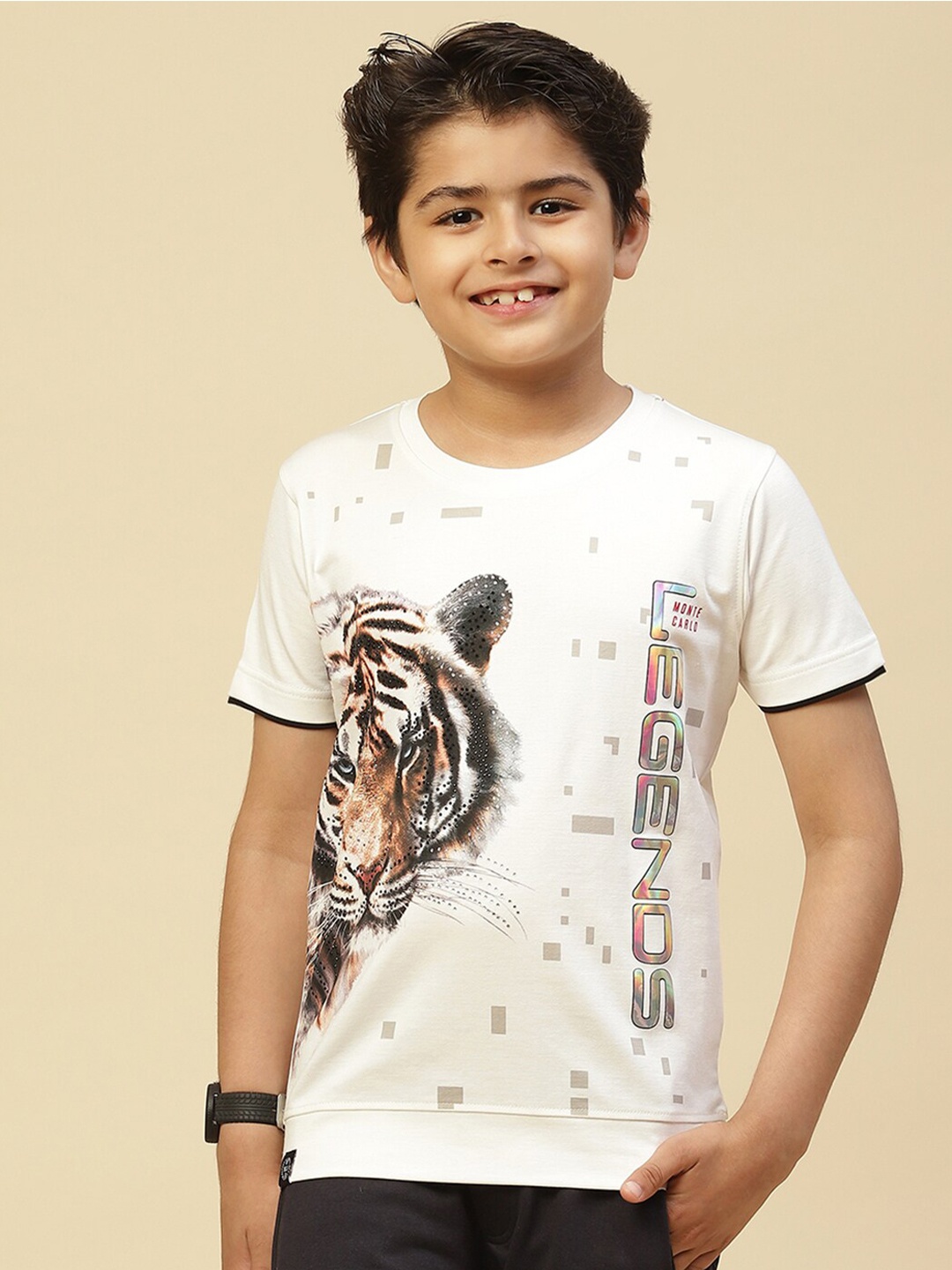 

Monte Carlo Boys Graphic Printed T-shirt, White