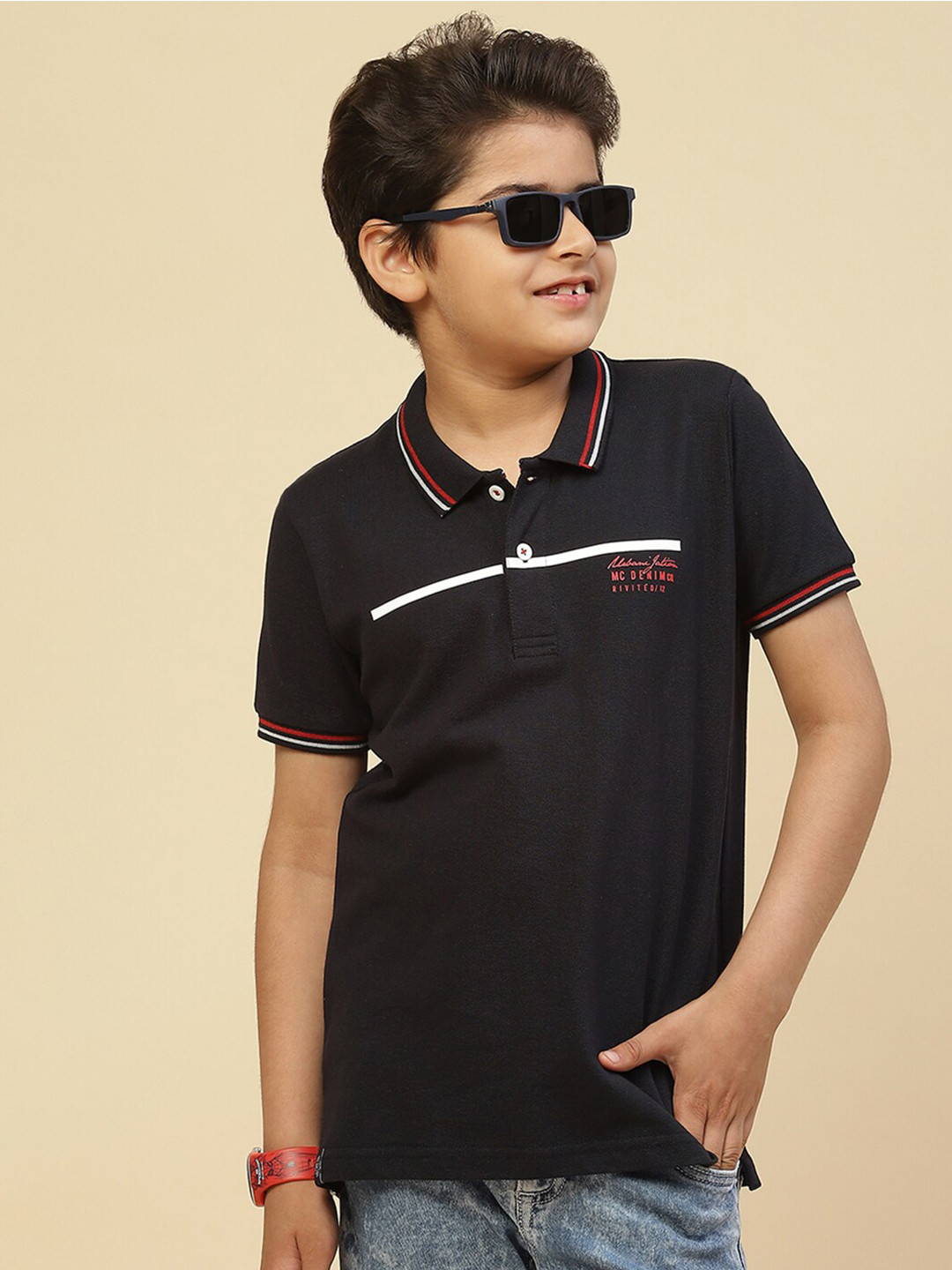 

Monte Carlo Boys Polo Collar Pure Cotton T-shirt, Navy blue