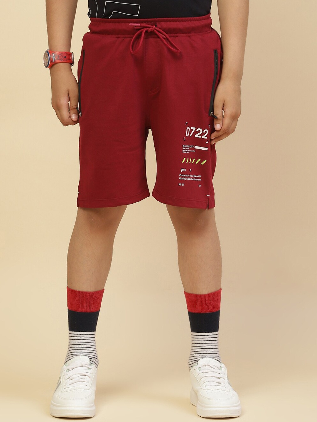 

Monte Carlo Boys Typography Printed Shorts, Maroon