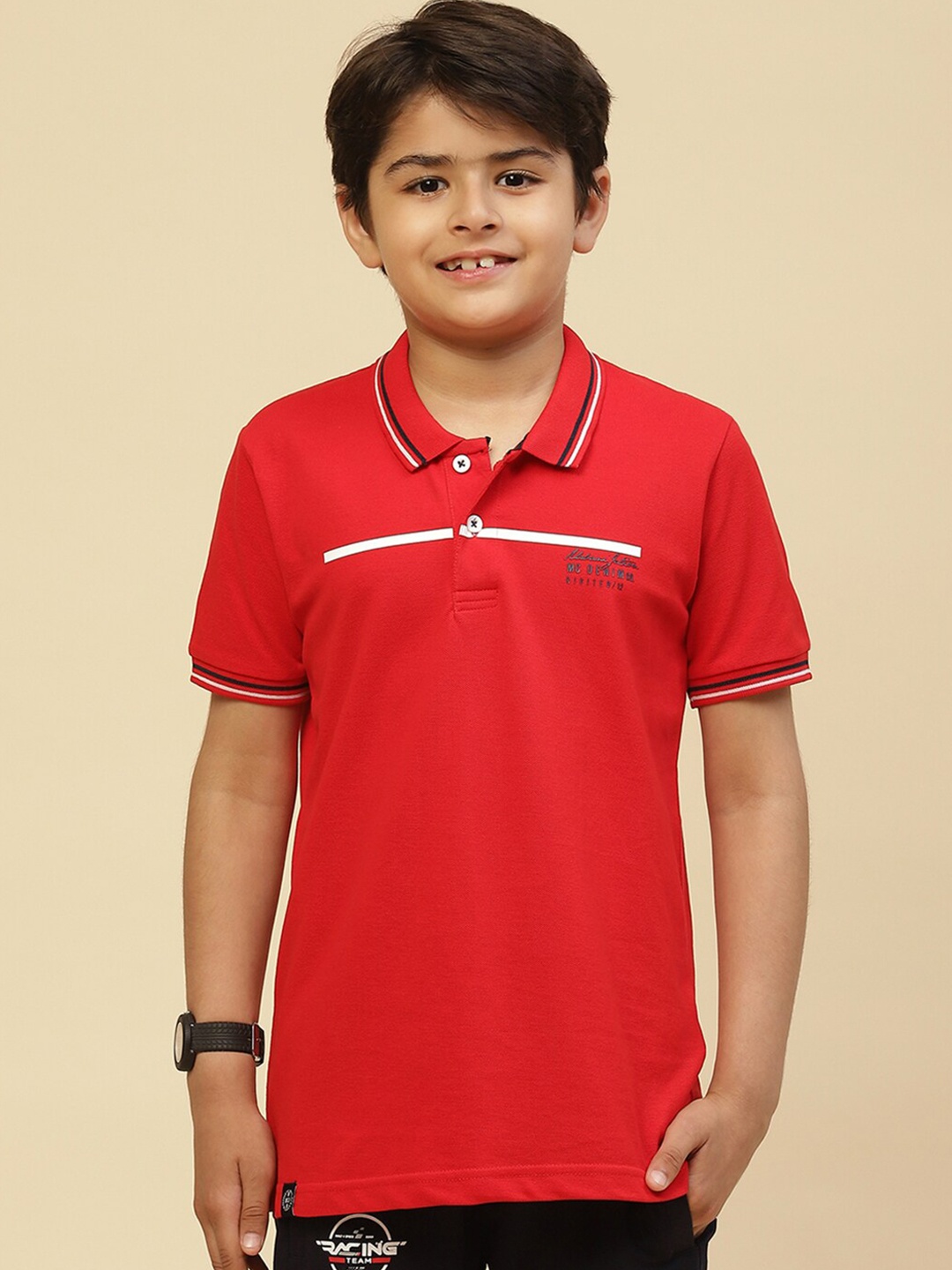 

Monte Carlo Boys Polo Collar Pure Cotton T-shirt, Red