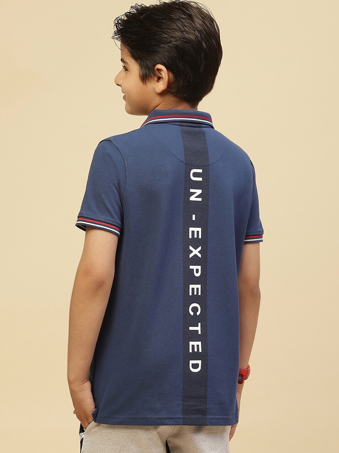 

Monte Carlo Boys Typography Printed Polo Collar Pure Cotton T-Shirt, Blue