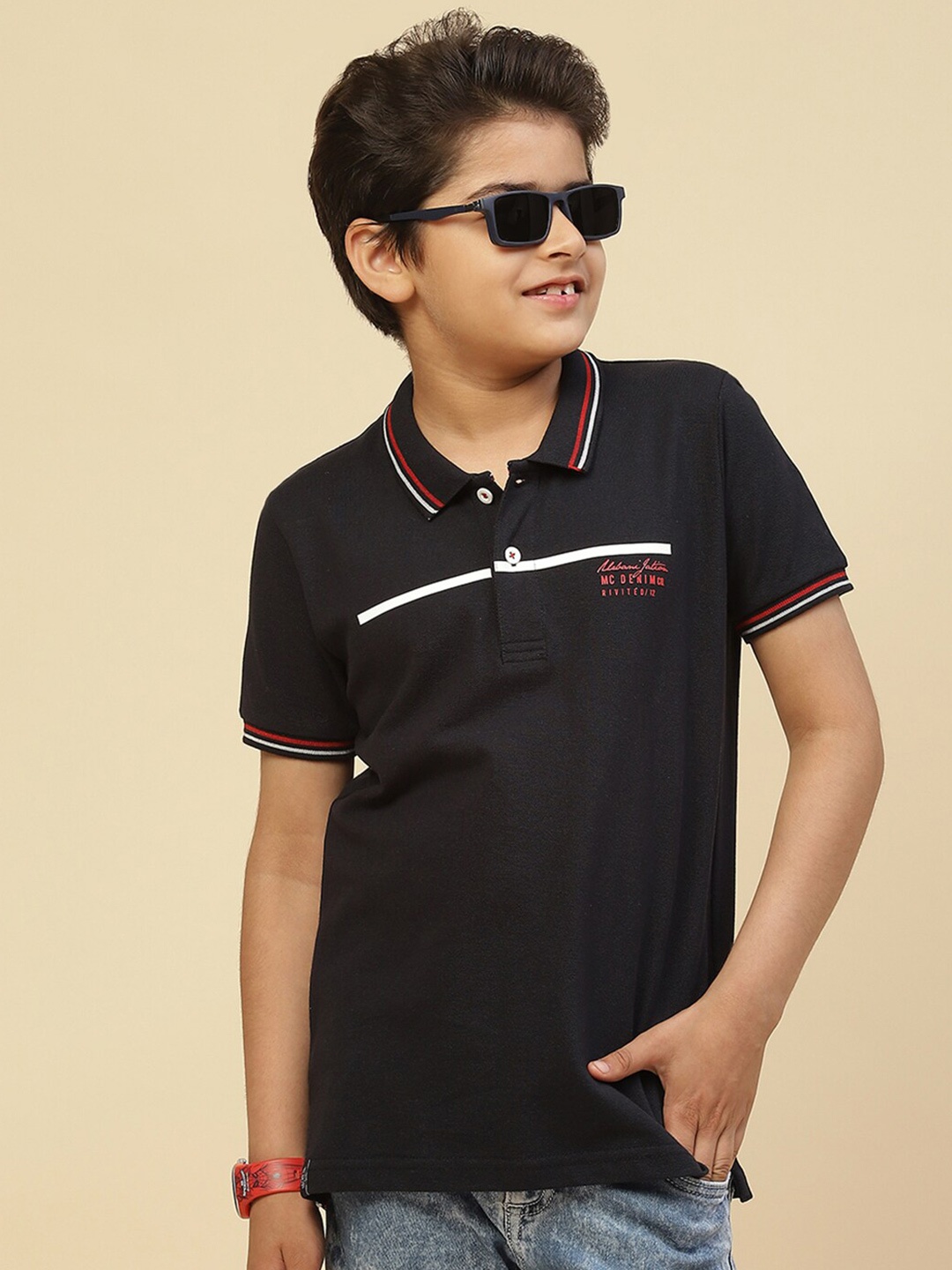 

Monte Carlo Boys Polo Collar Cotton T-shirt, Navy blue
