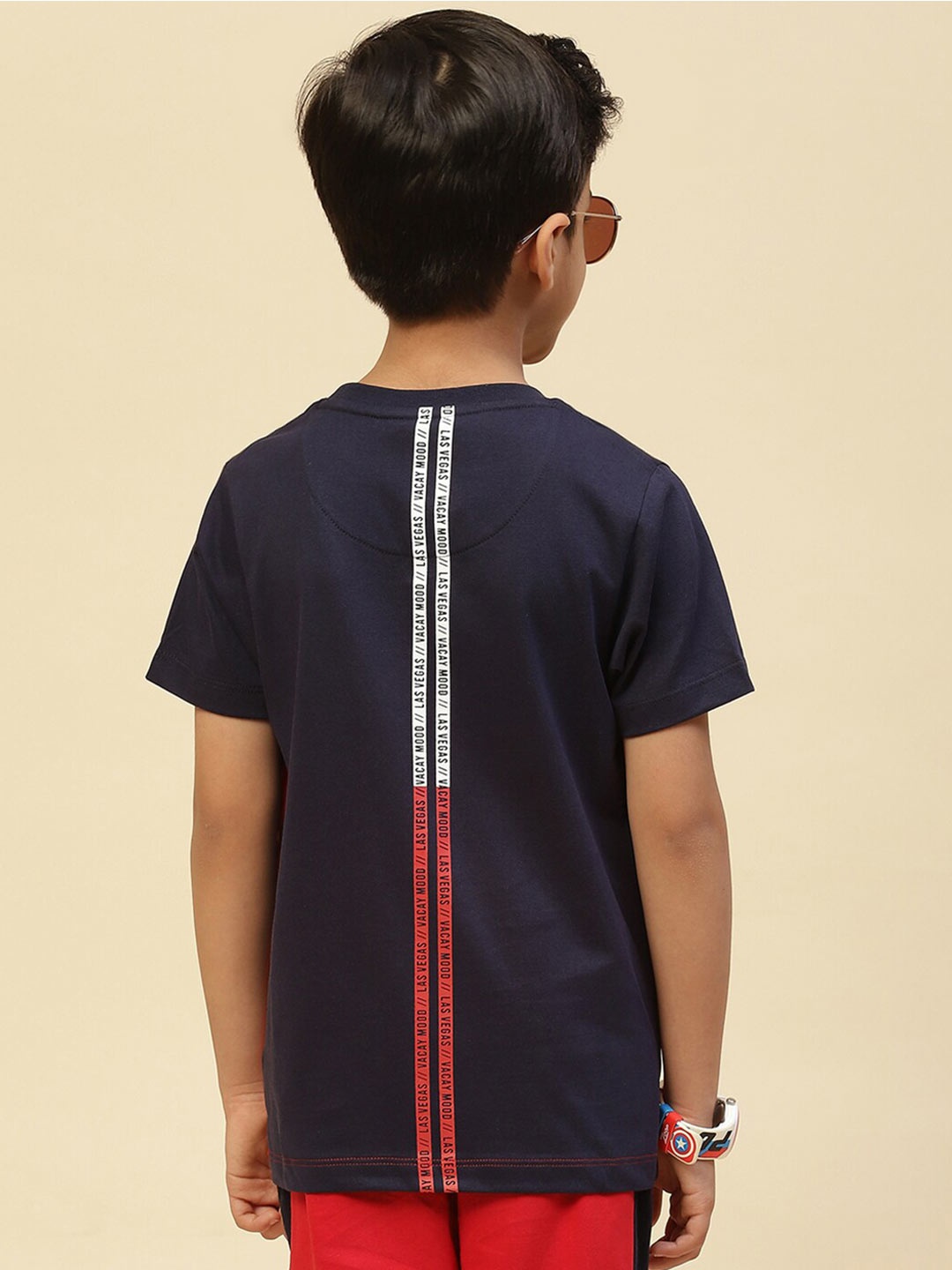 Monte Carlo Boys Typography Printed Pure Cotton T-Shirt, Navy blue