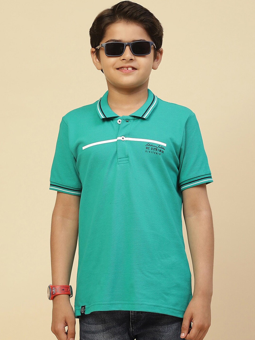 

Monte Carlo Boys Polo Collar Pure Cotton T-shirt, Green