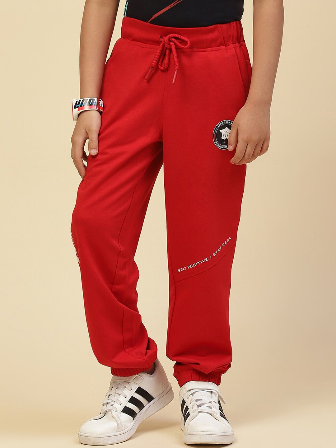 

Monte Carlo Boys Typography Printed Mid-Rise Joggers, Red