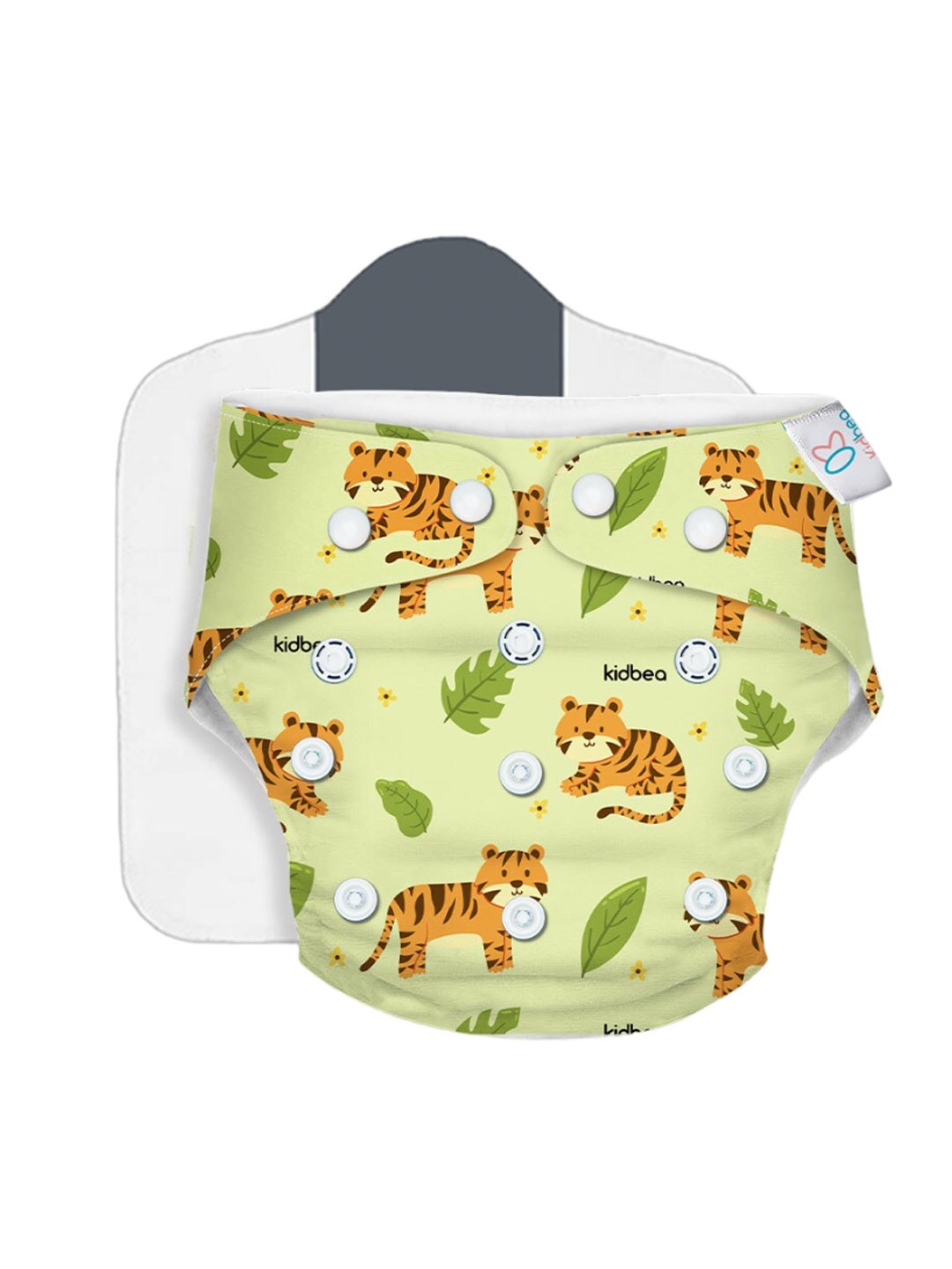 

Kidbea Kids Tiger Print Reusable & Washable Cloth Diaper, Green