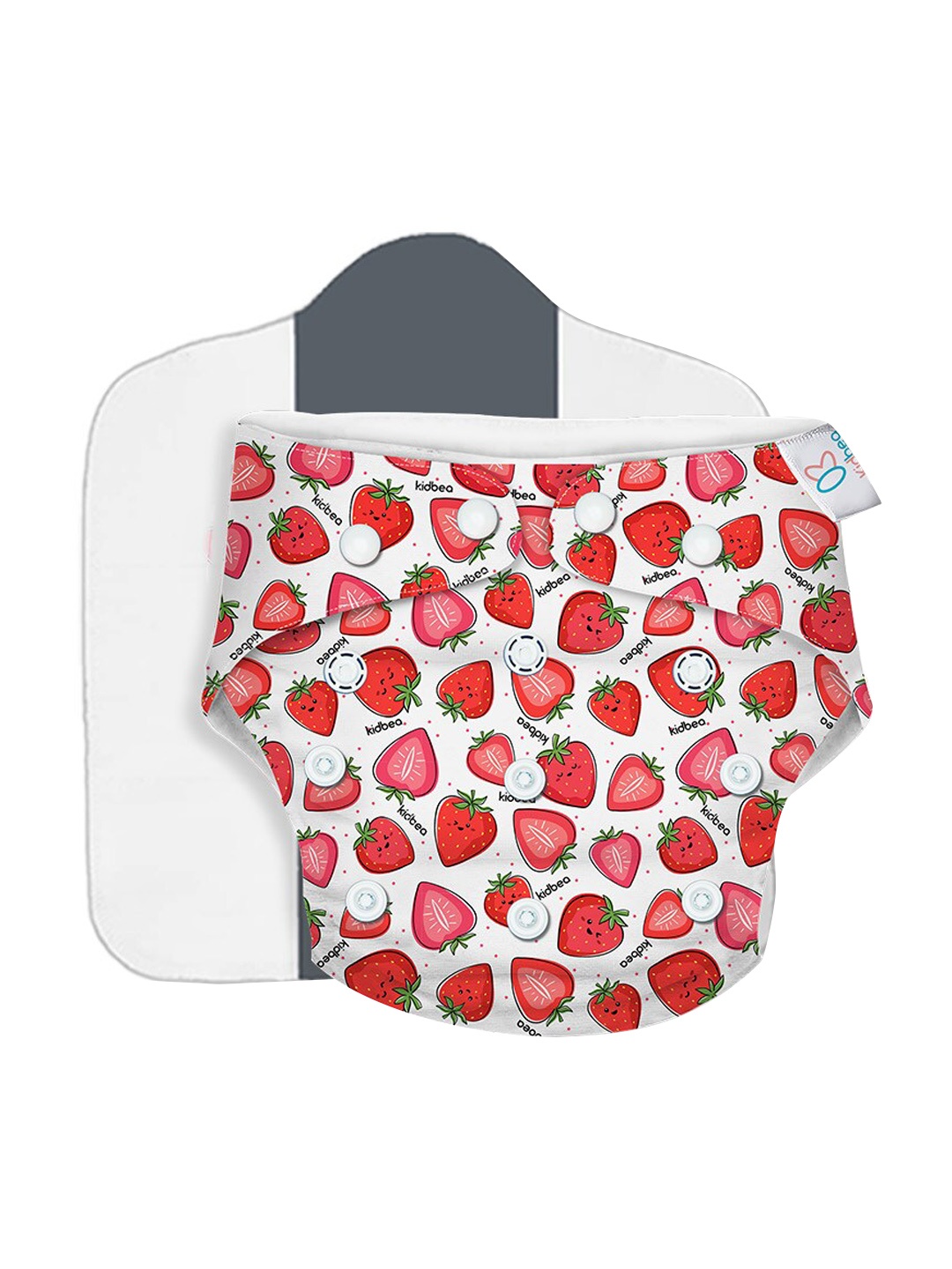 

Kidbea Kids Strawberry Print Reusable & Washable Cloth Diaper, White