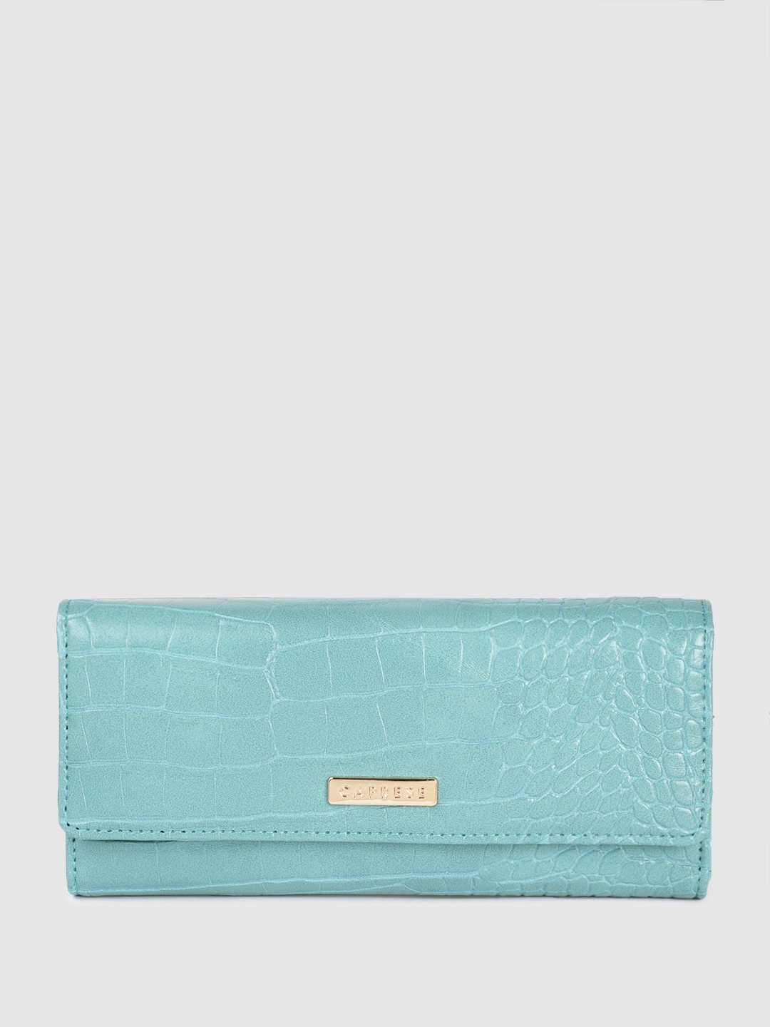 

Caprese Women Textured Three Fold Wallet, Blue