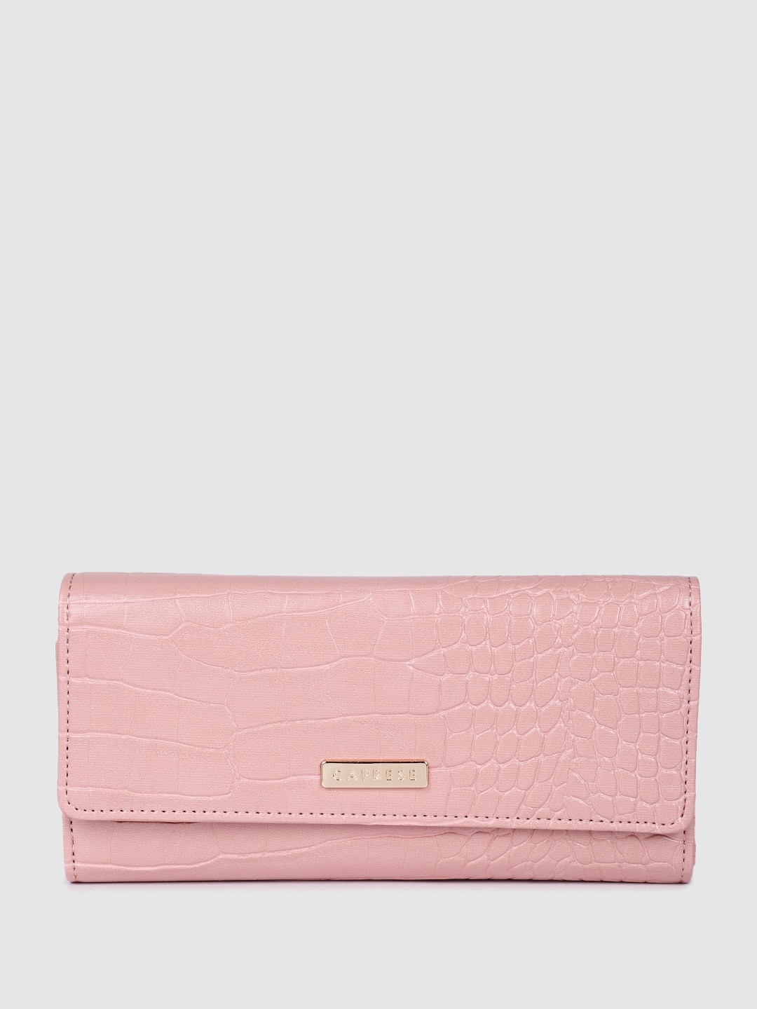 

Caprese Women Textured Three Fold Wallet, Pink