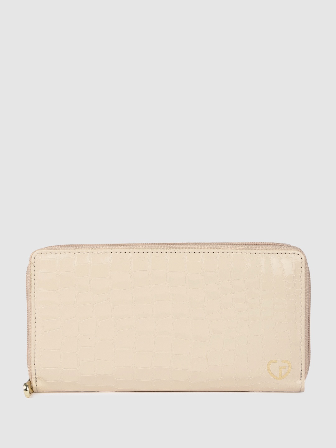 

Caprese Women Animal Textured Zip Around Wallet, Cream