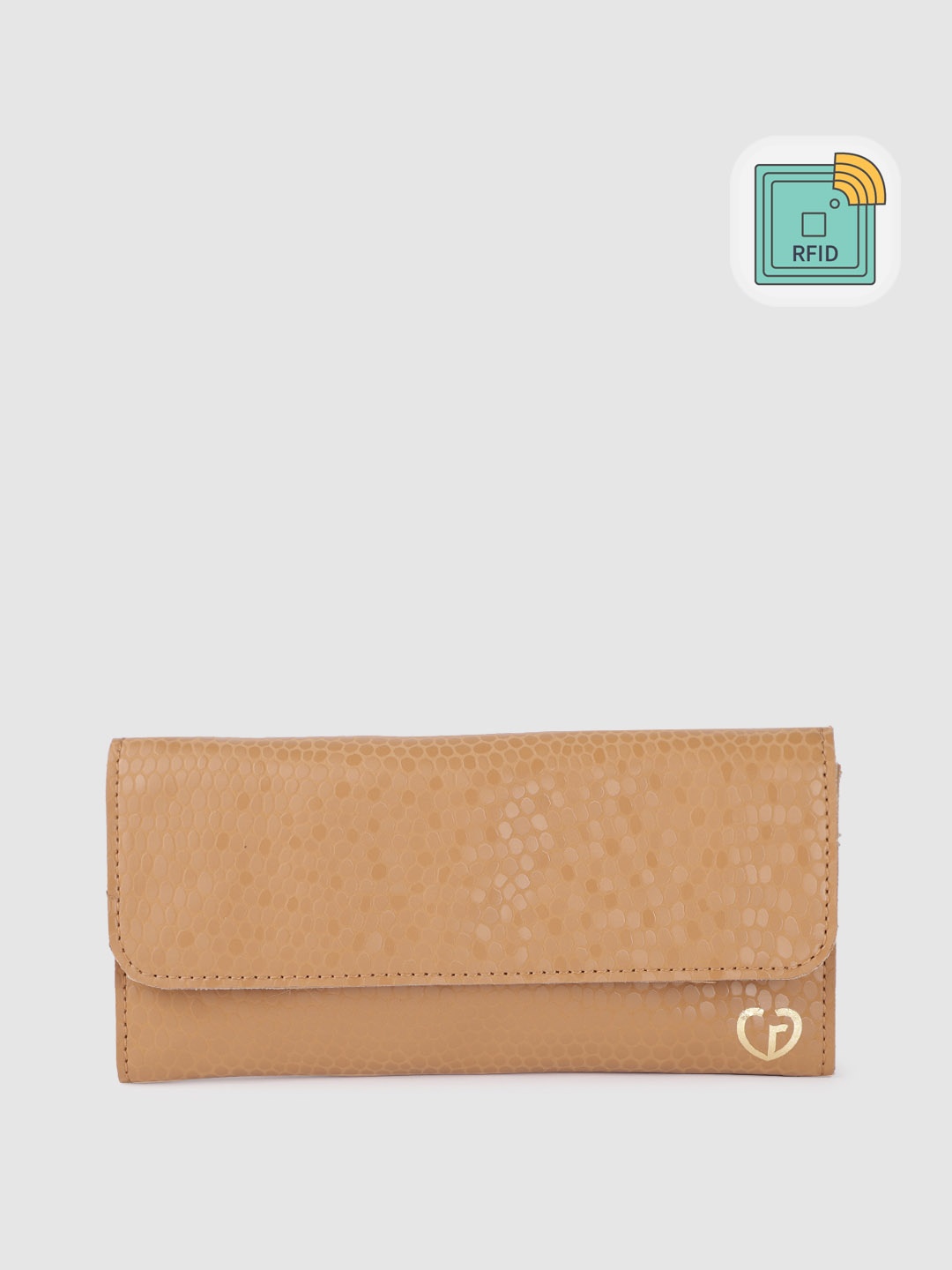 

Caprese Women Snakeskin Textured Envelope Wallet, Camel brown