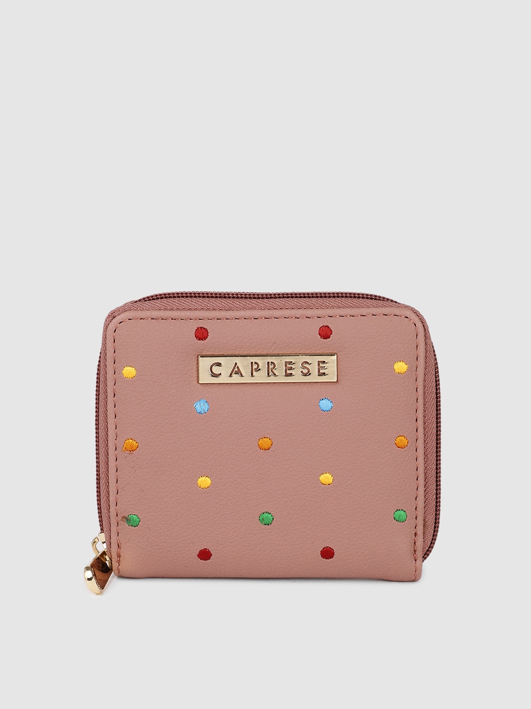 

Caprese Women Embroidered Zip Around Wallet, Pink