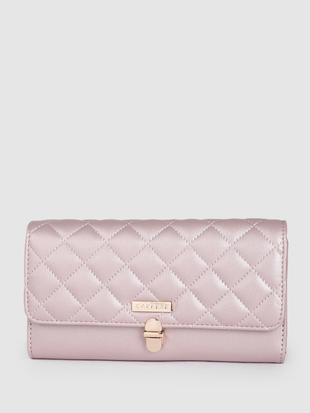 

Caprese Women Geometric Textured Three Fold Wallet, Pink