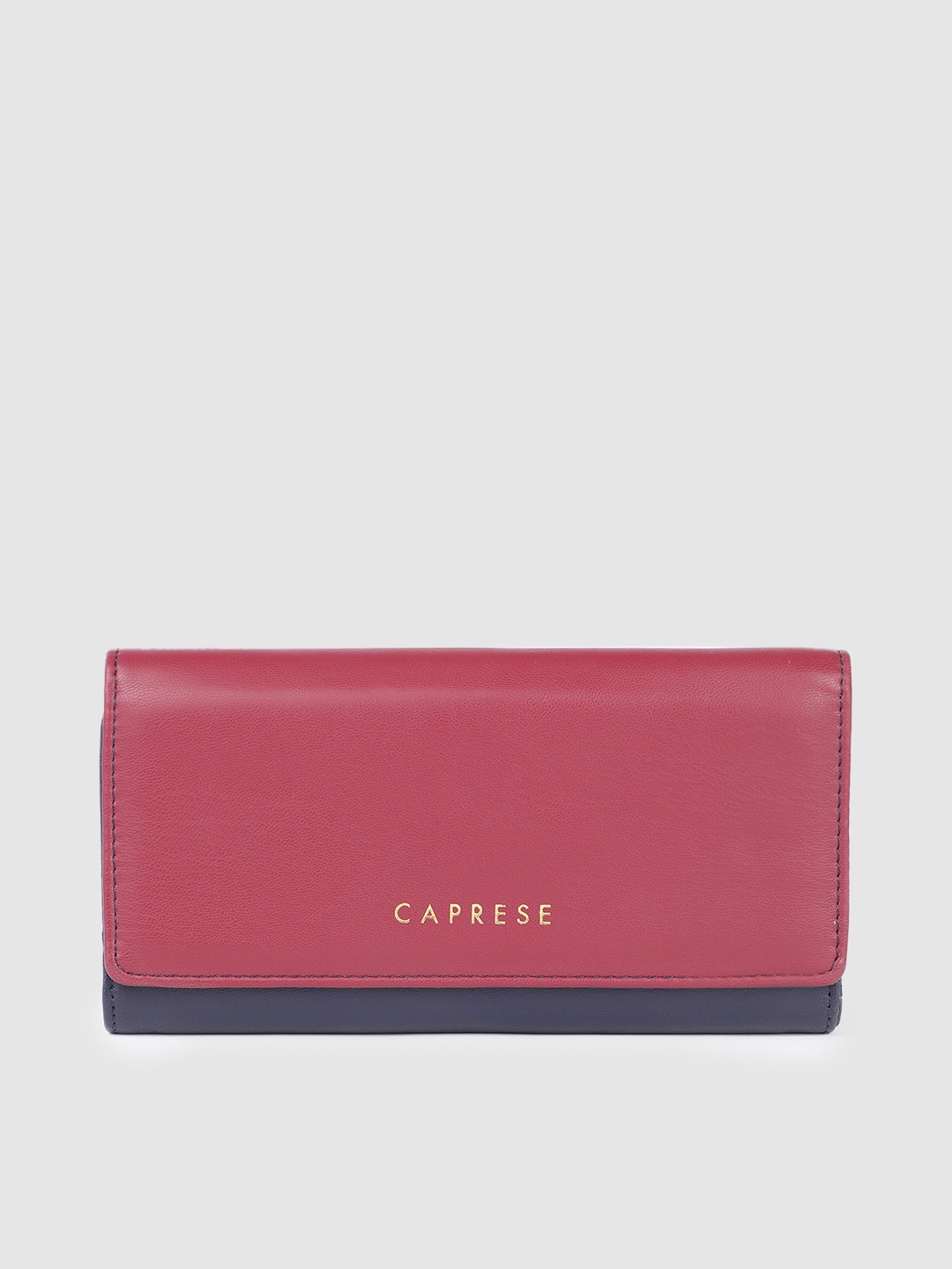 

Caprese Women Colourblocked Three Fold Wallet, Navy blue