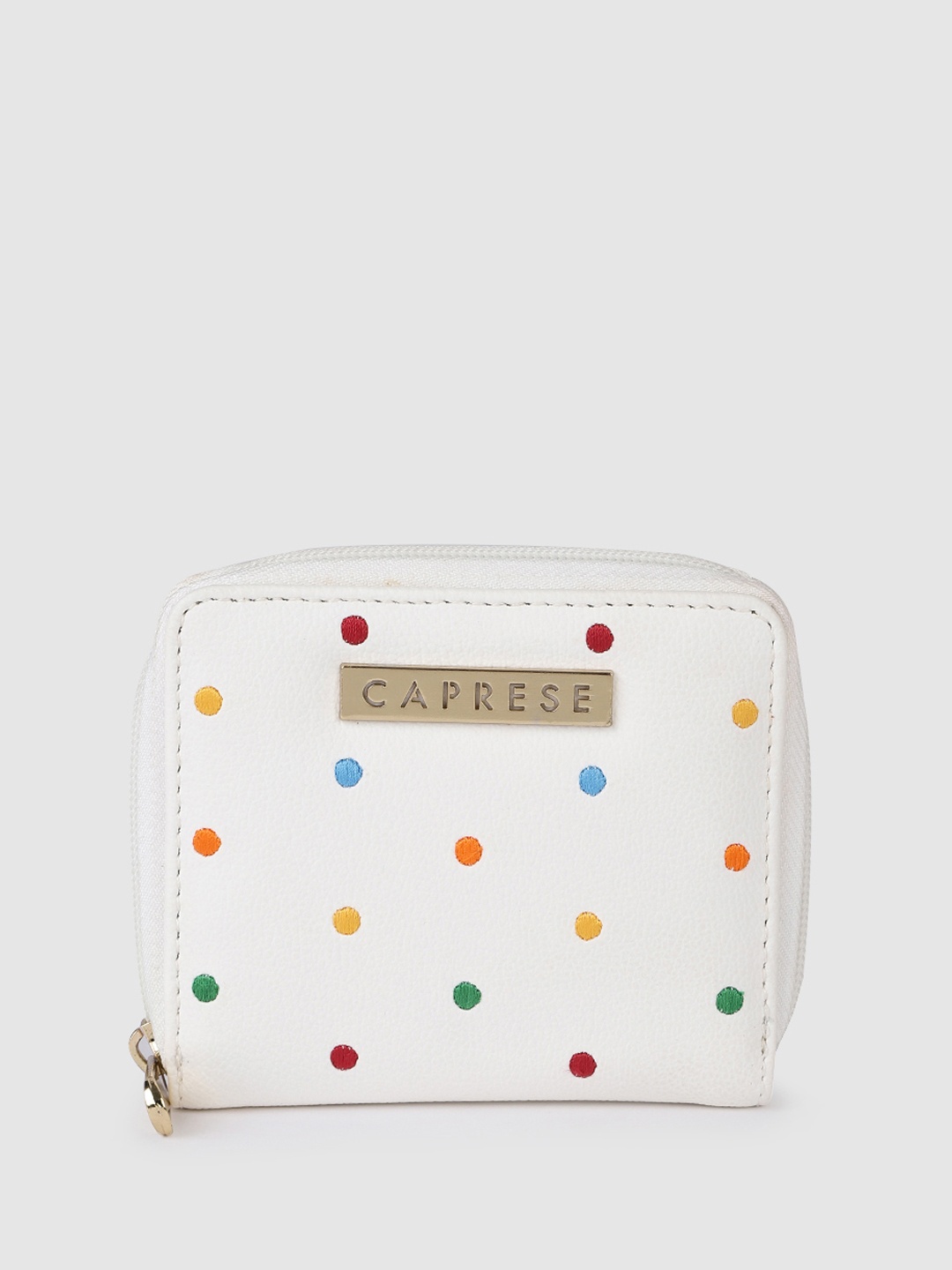 

Caprese Women Embroidered Zip Around Wallet, White