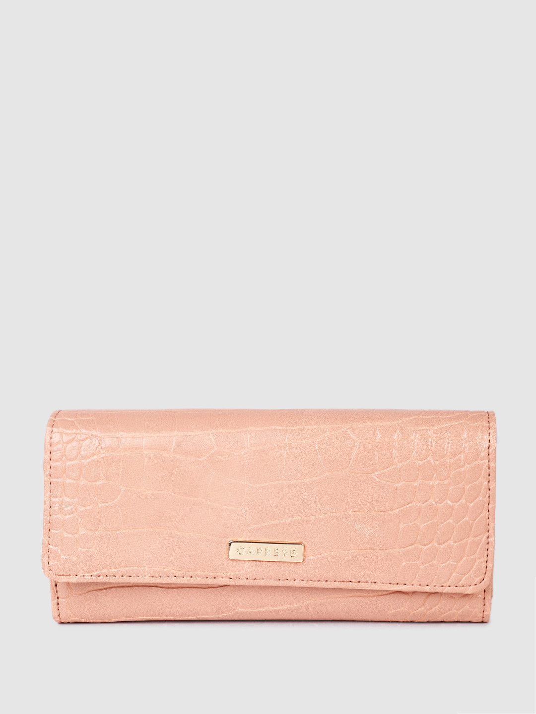 

Caprese Women Textured Three Fold Wallet, Cream