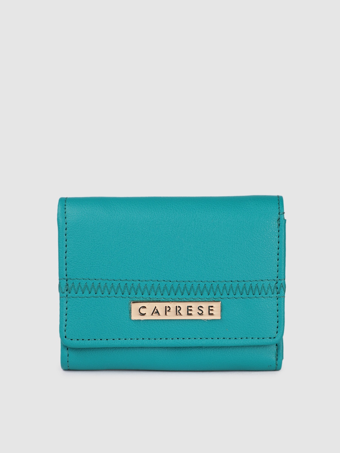 

Caprese Women Solid Three Fold Wallet, Blue