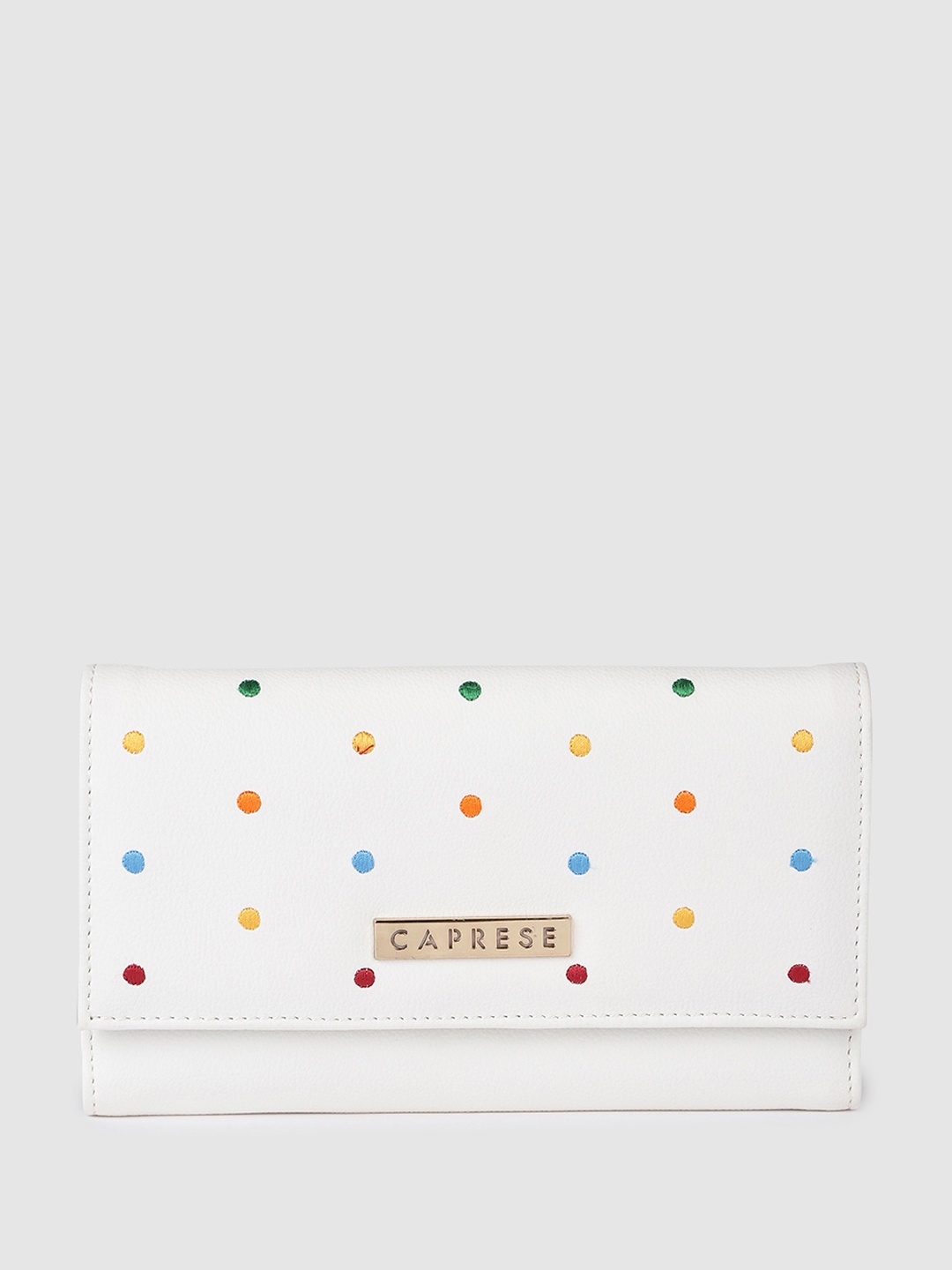 

Caprese Women Embroidered Envelope Wallet, White