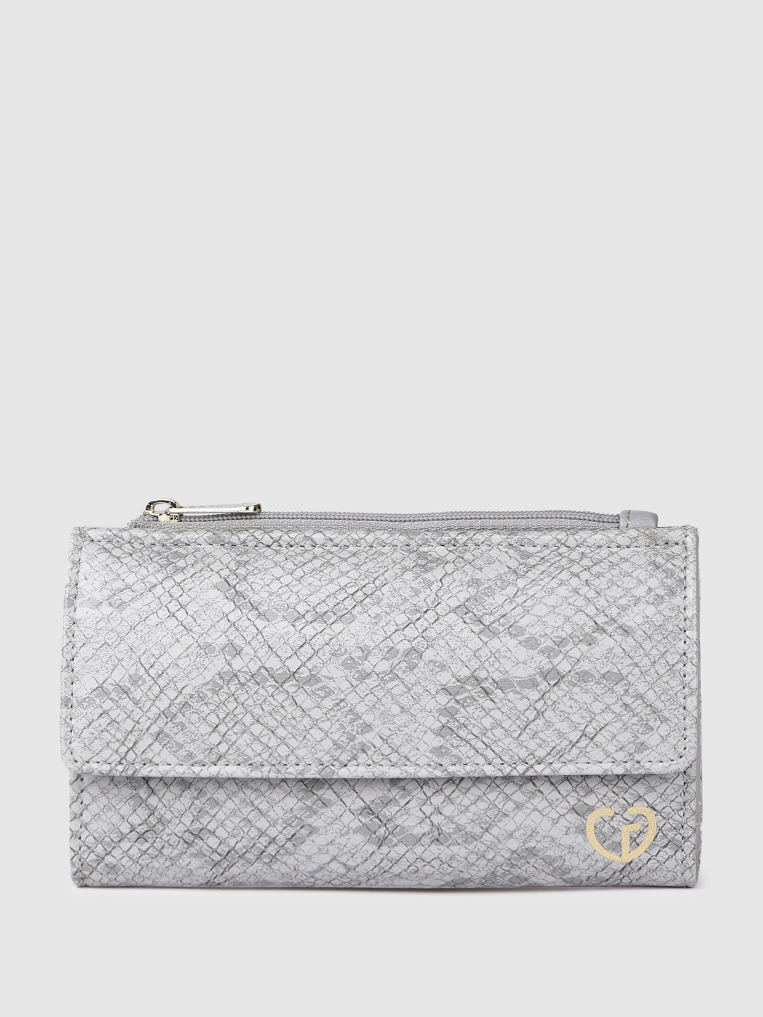 

Caprese Women Python Print Three Fold Wallet, Grey