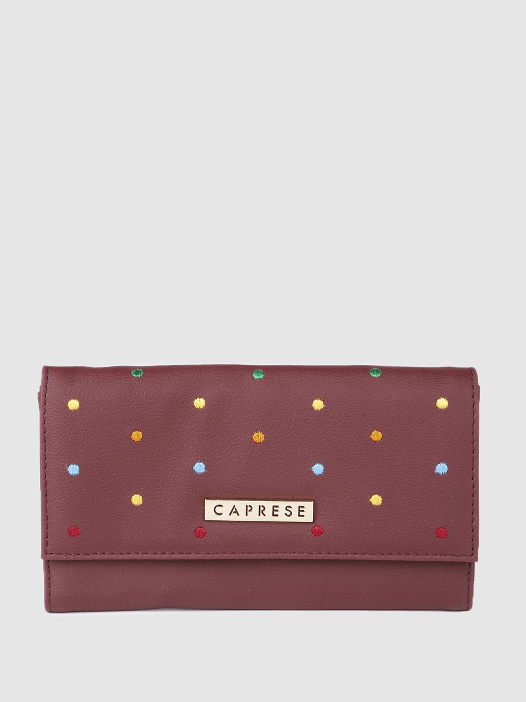 

Caprese Women Embroidered Envelope Wallet, Burgundy