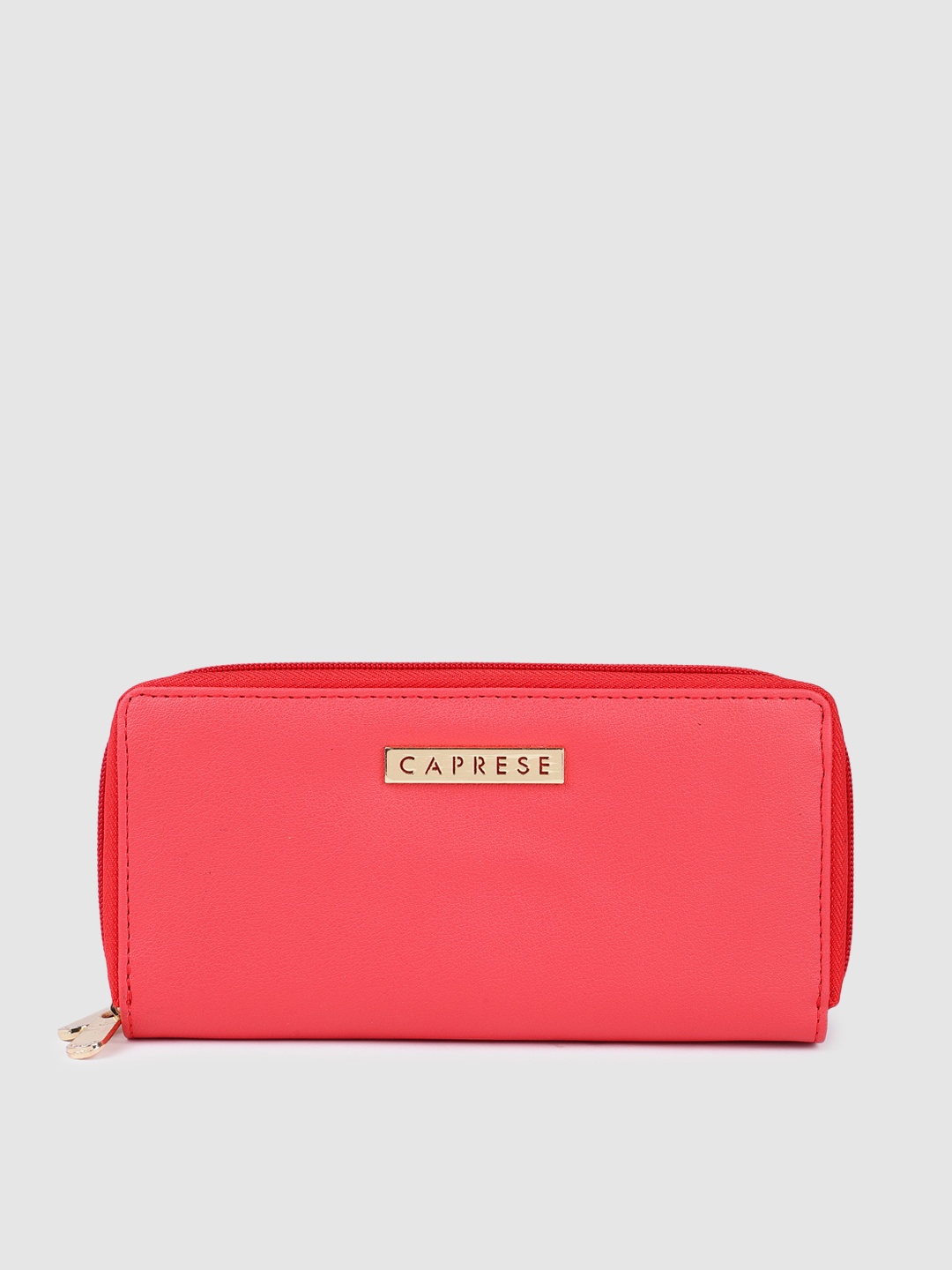 

Caprese Women Solid Zip Around Wallet, Coral