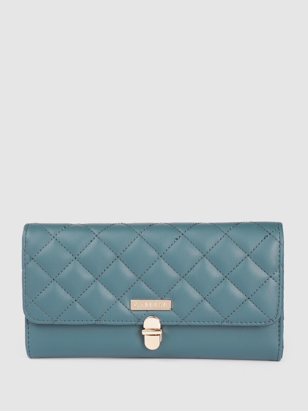 

Caprese Women Quilted Three Fold Wallet, Teal