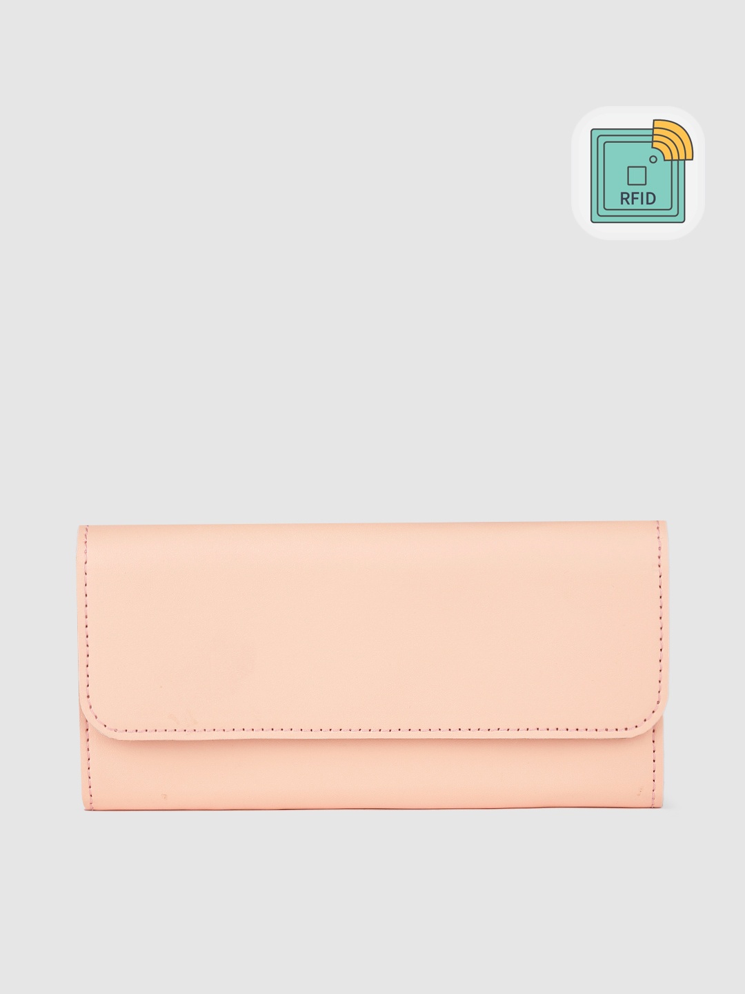 

Caprese Women Solid Envelope Wallet, Peach