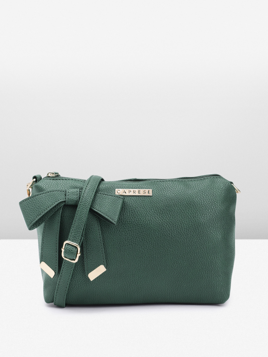 

Caprese Textured Structured Sling Bag with Bow Detail, Green