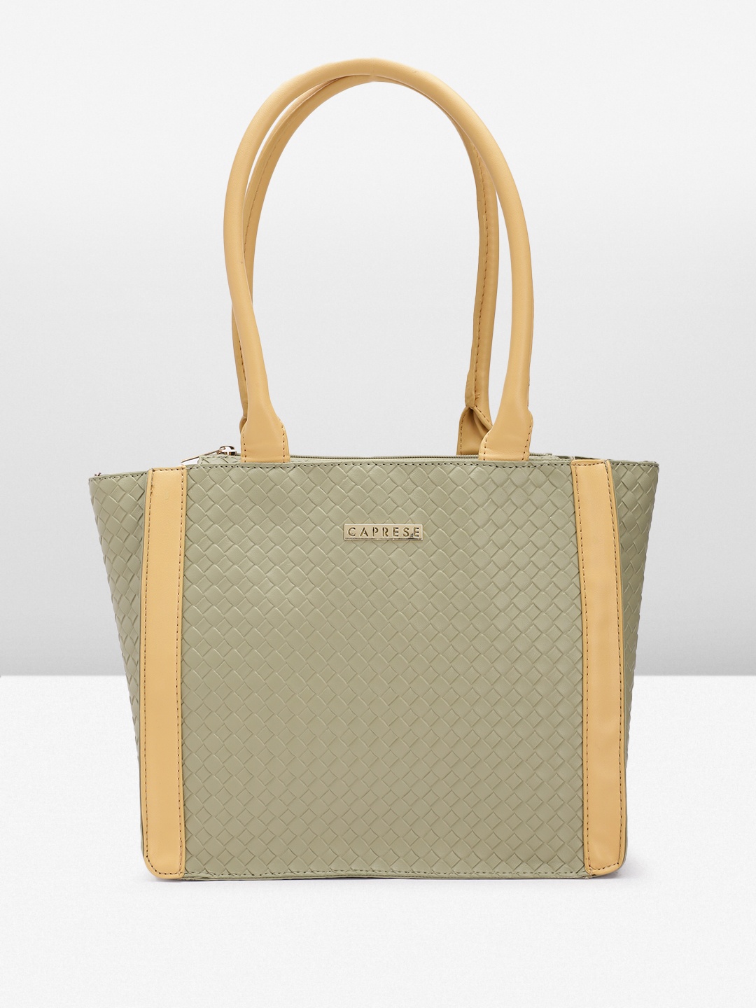 

Caprese Basketweave Textured Structured Shoulder Bag, Green