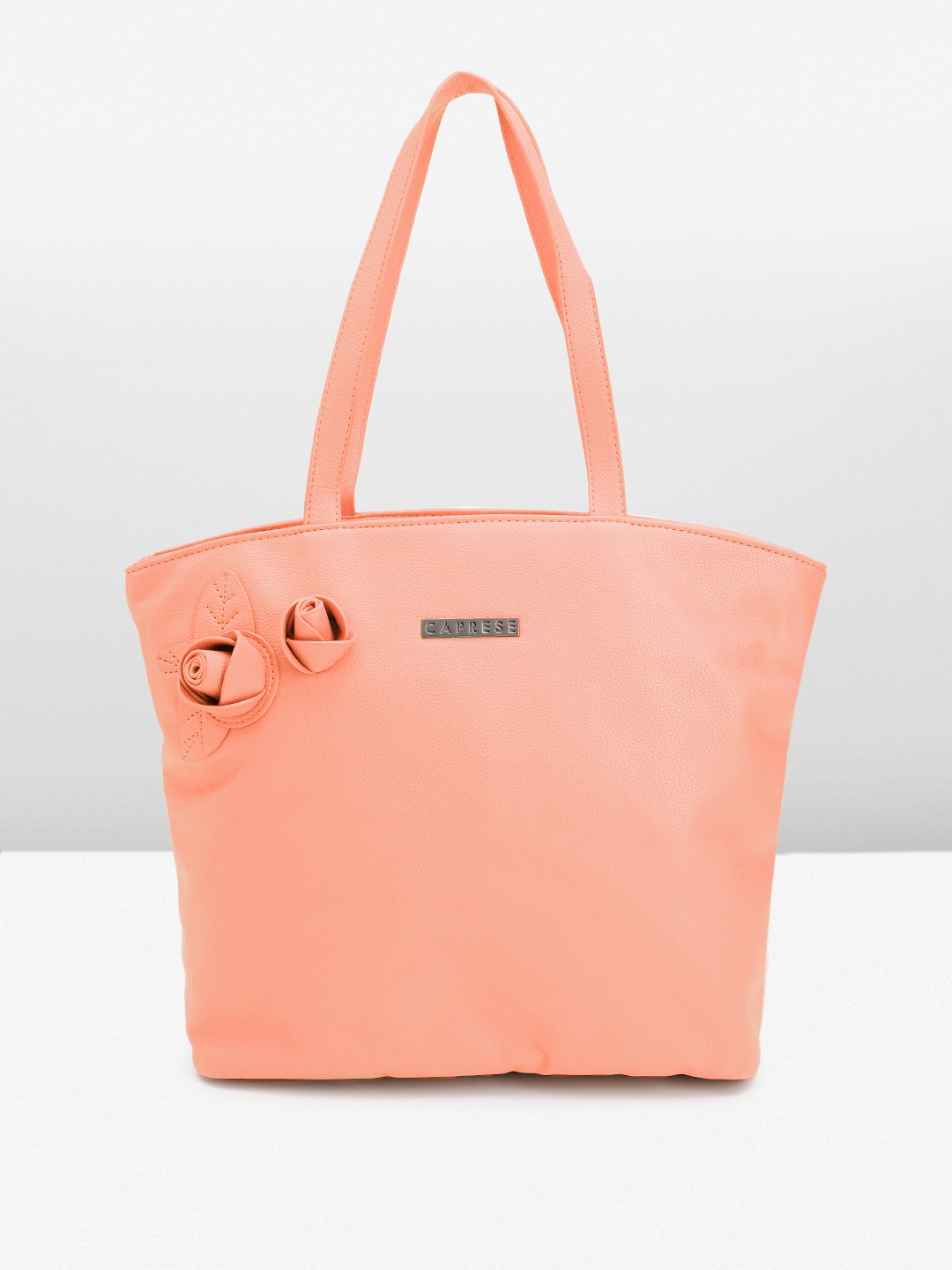 

Caprese Structured Shoulder Bag with Applique, Peach