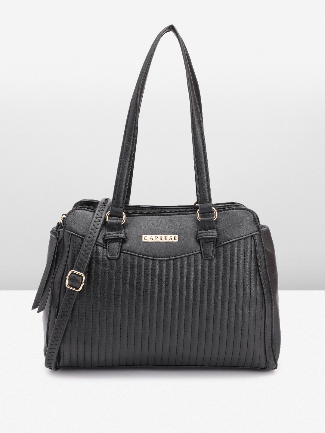

Caprese Self Striped Shoulder Bag, Black