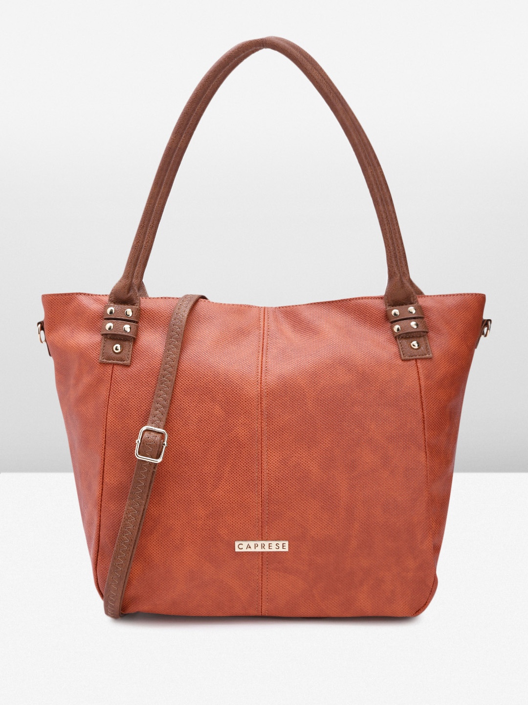 

Caprese Textured Oversized Structured Shoulder Bag, Rust