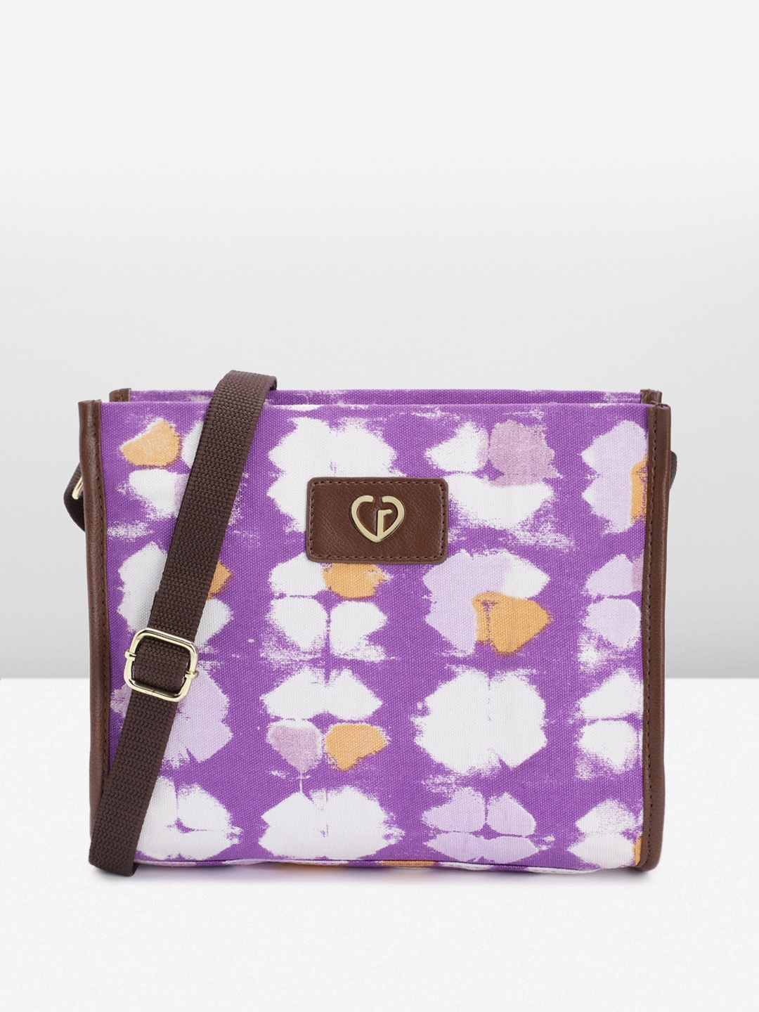 

Caprese Abstract Print Regular Structured Canvas Sling Bag, Purple