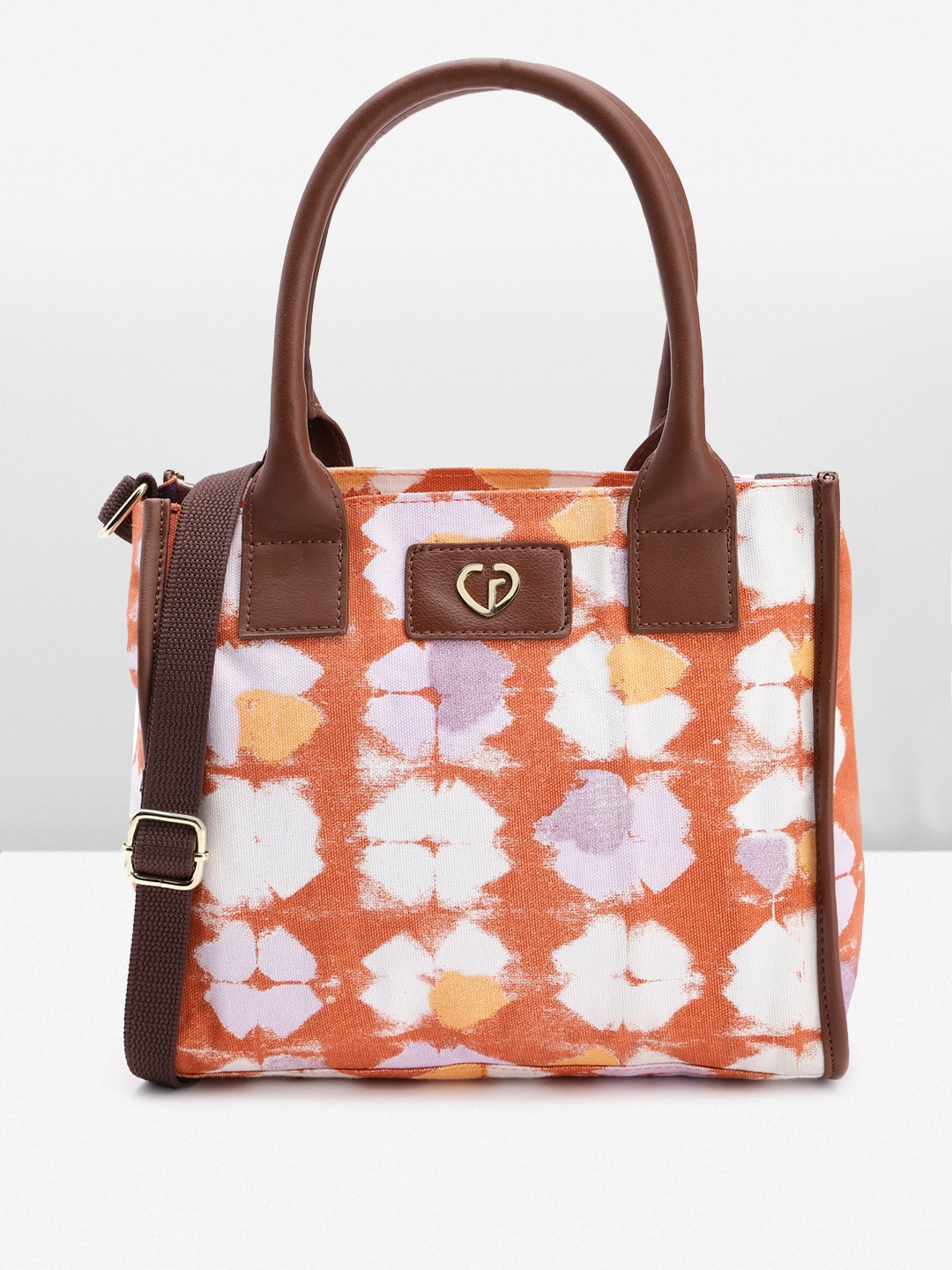 

Caprese Floral Printed Structured Handheld Bag, Rust