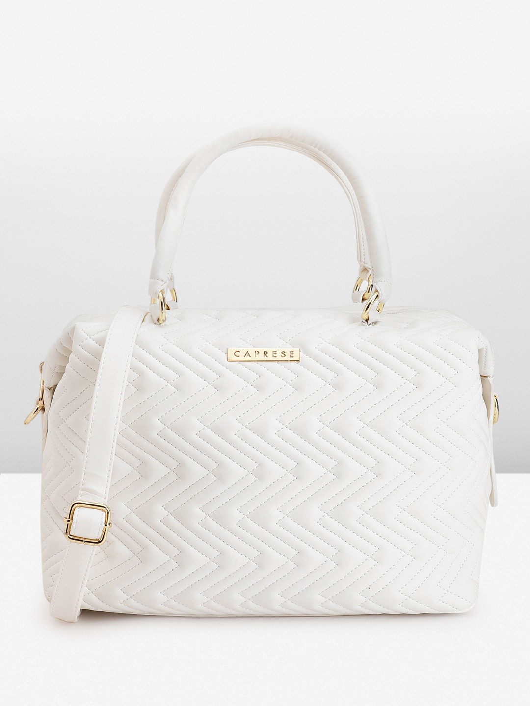 

Caprese Quilted Bowling Handheld Bag, White