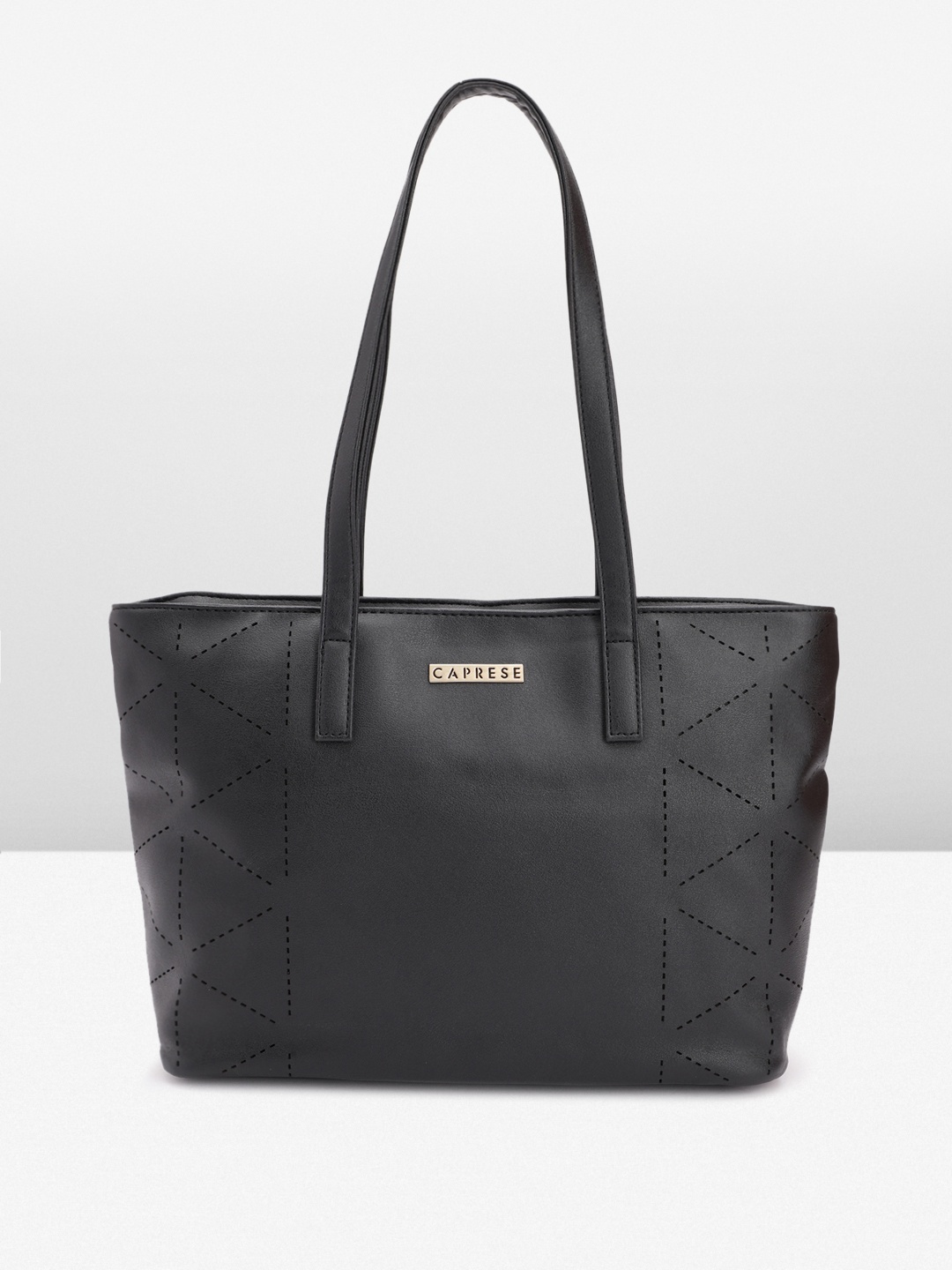 

Caprese Geometric Self Design Shoulder Bag, Black
