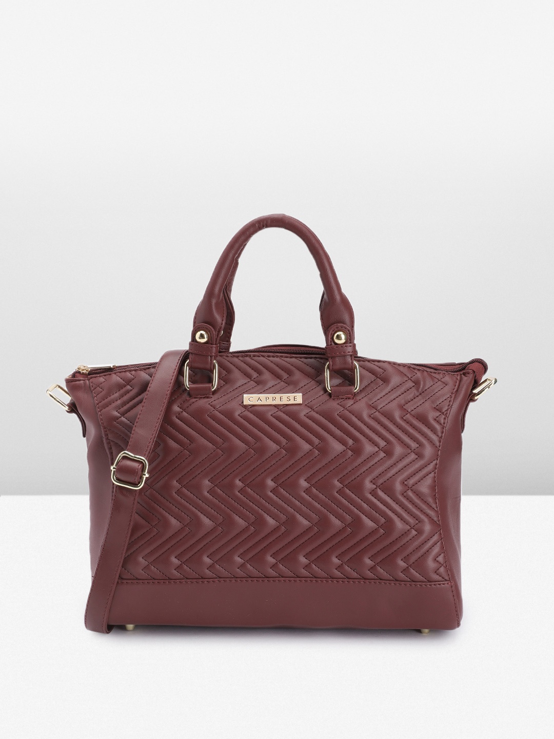 

Caprese Geometric Textured Handheld Bag, Maroon