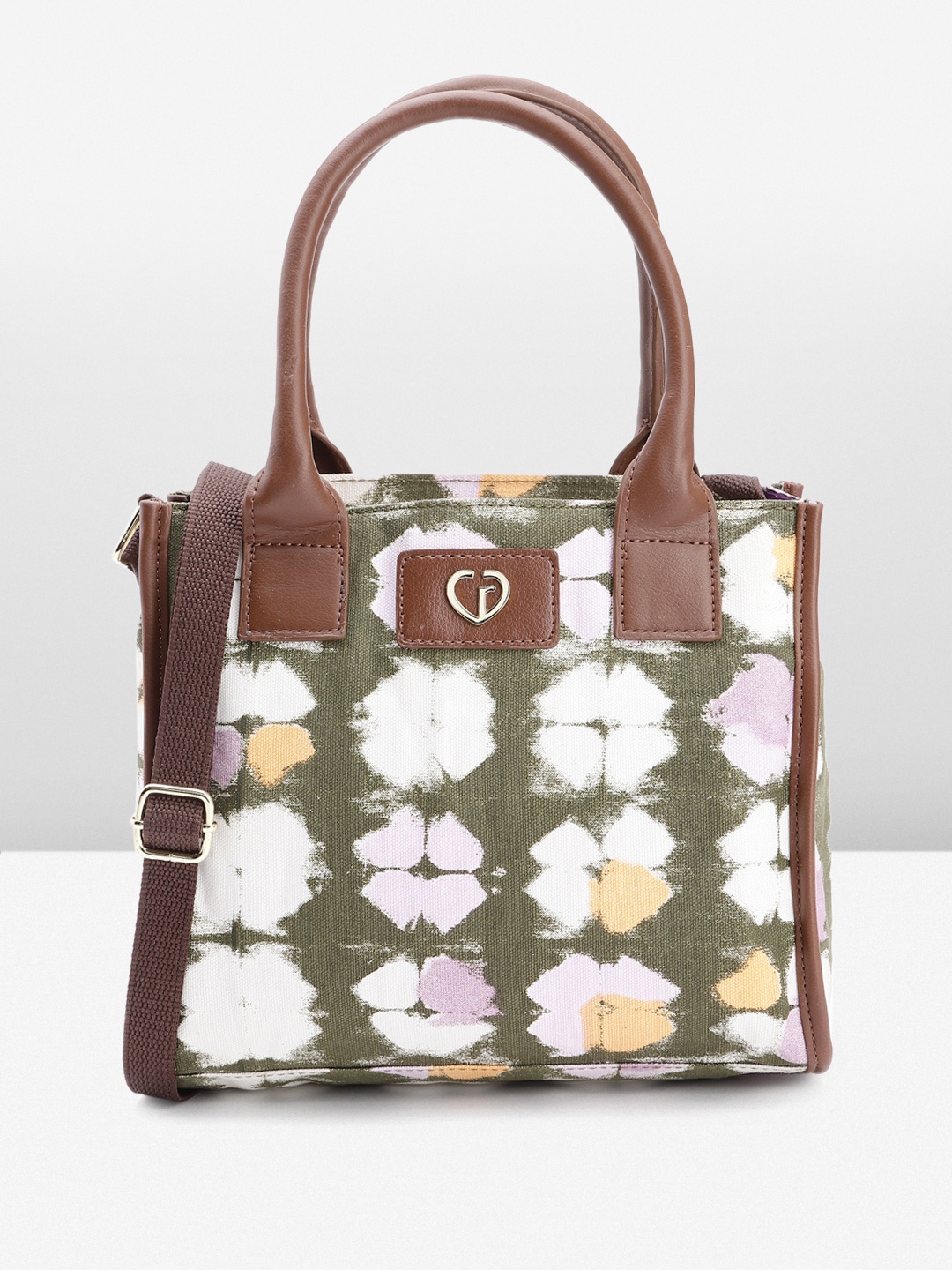 

Caprese Floral Printed Structured Handheld Bag, Olive