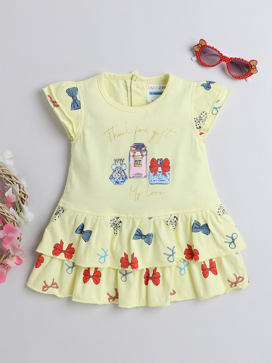 

BUMZEE Infant Girls Print Drop-Waist Dress, Yellow