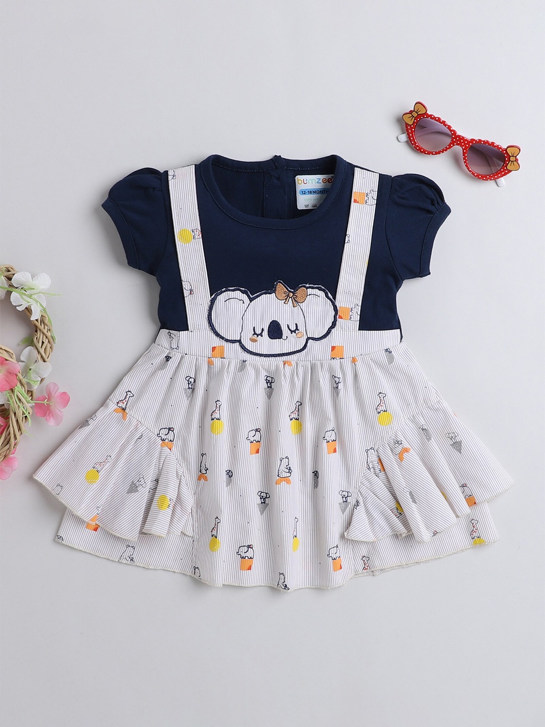 

BUMZEE Infant Girls Print Fit & Flare Dress, Beige
