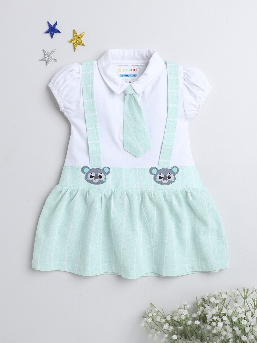 

BUMZEE Infant Girls Puff Sleeve Fit & Flare Dress, White