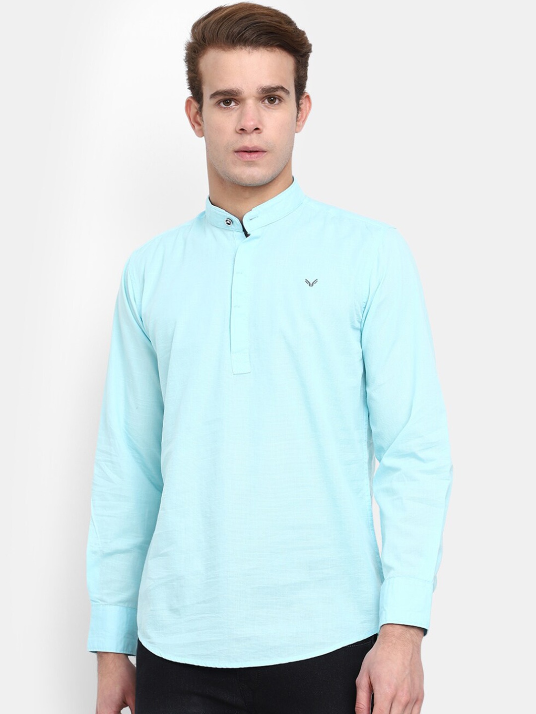 

V-Mart Mandarin Collar Cotton Short Kurta, Blue