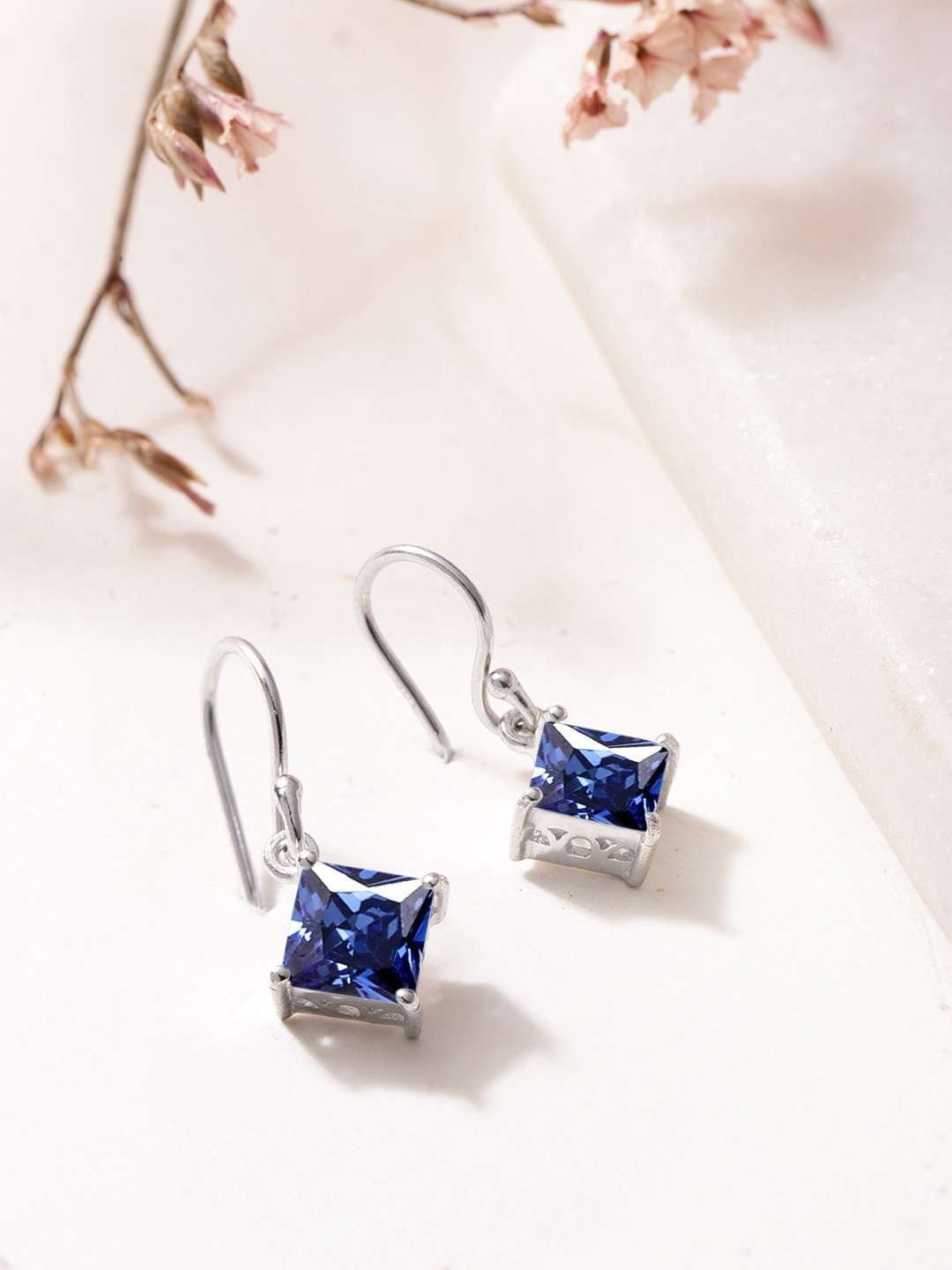 

Zavya Geometric CZ Studded Sterling Silver Drop Earrings