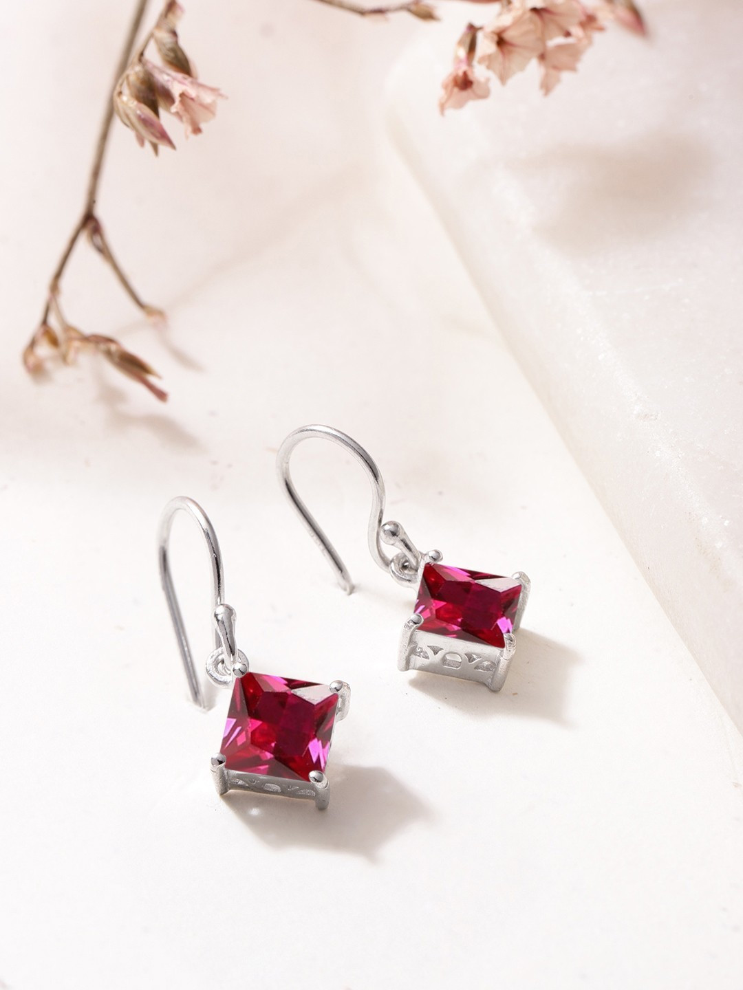 

Zavya Geometric CZ Studded Sterling Silver Drop Earrings