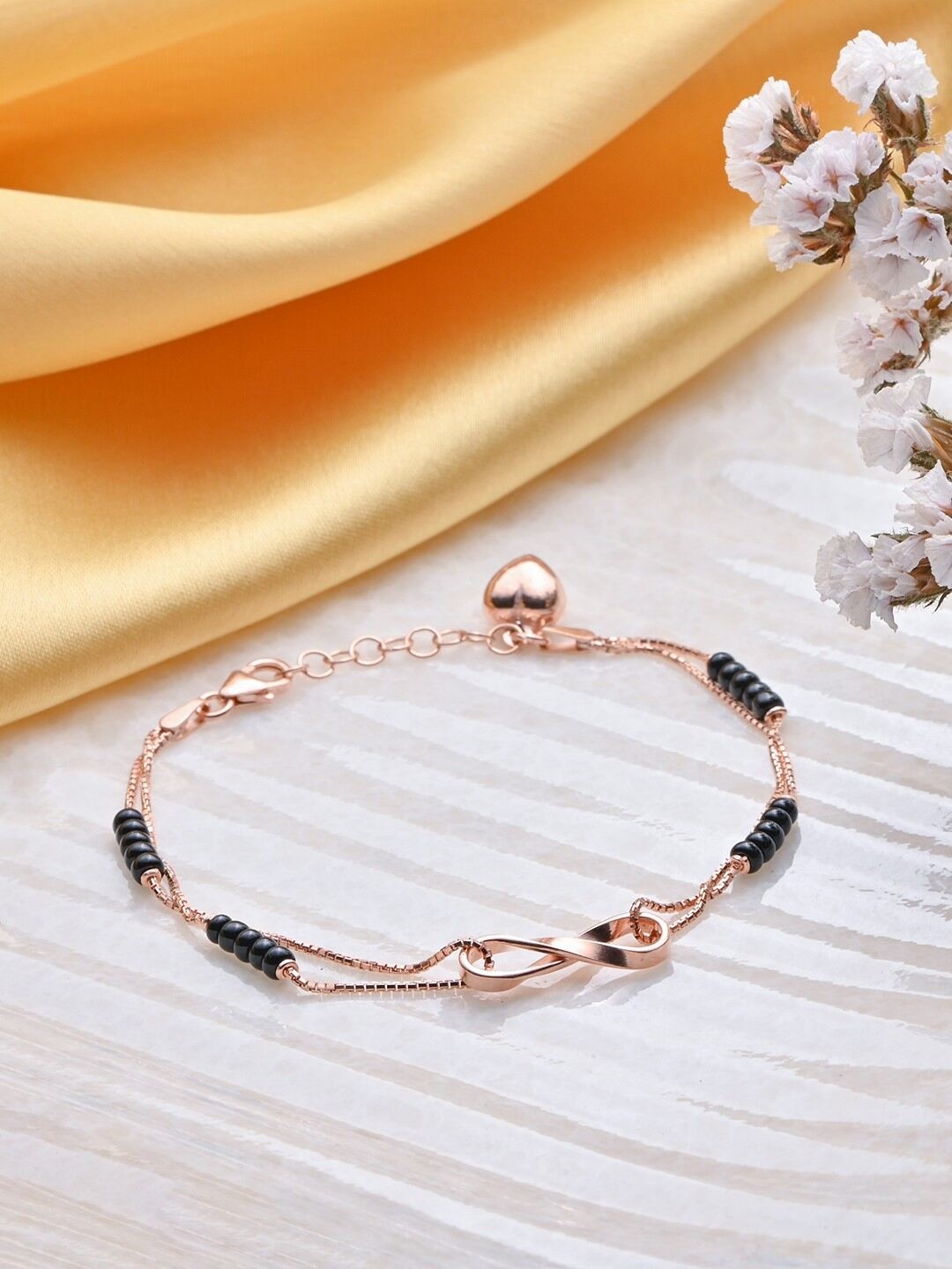 

Zavya Women Sterling Silver Rose Gold-Plated Multistrand Bracelet